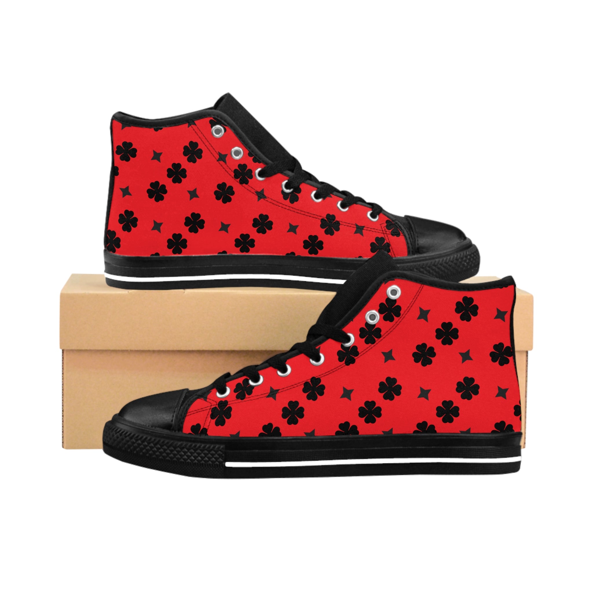 Men Classic Sneakers Star Black on Red