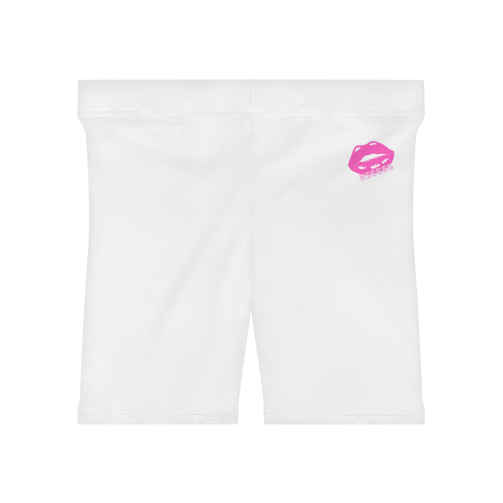 Women's Biker Shorts with Pink Kiss Logo — Stretchy Athleisure Cycling Shorts