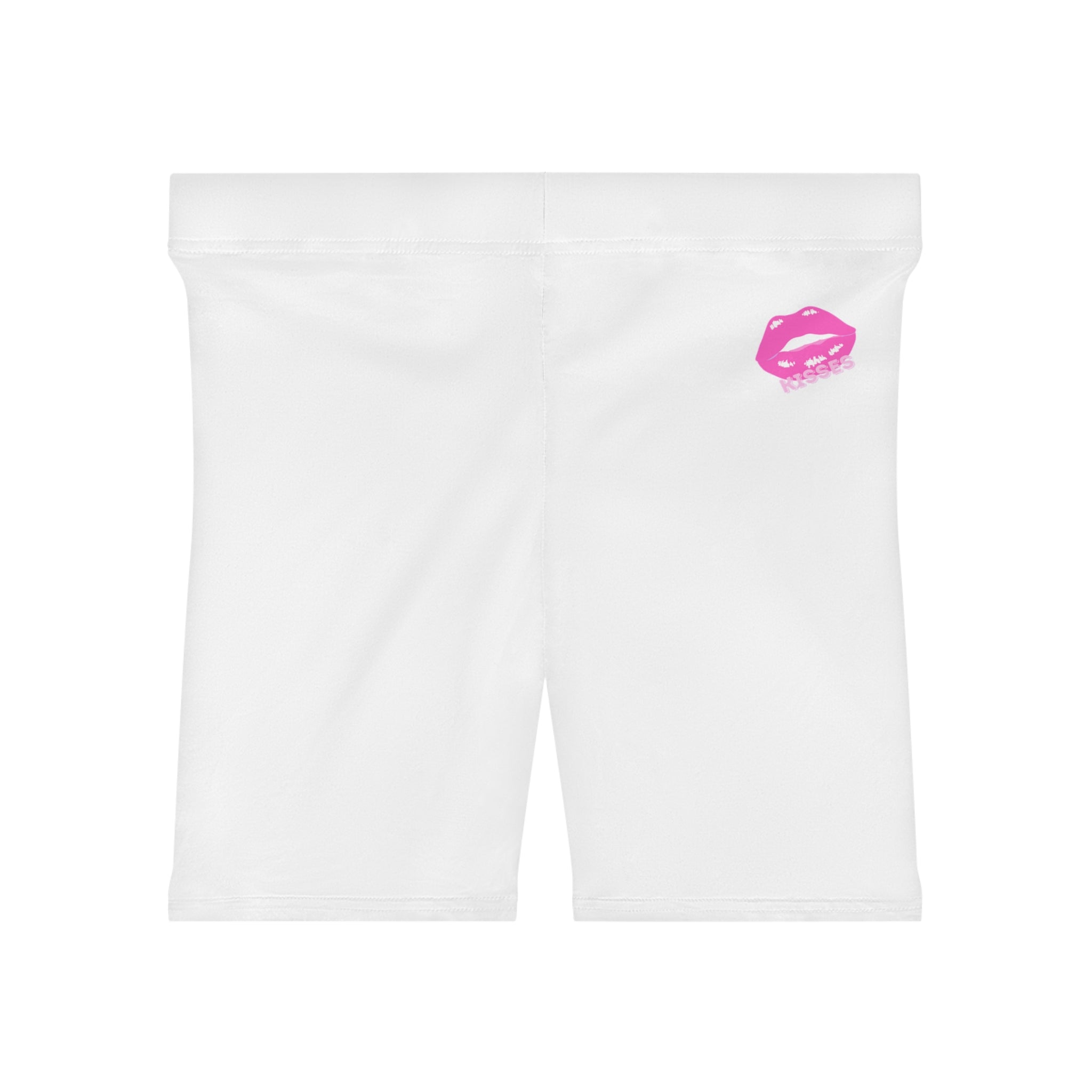 Women's Biker Shorts with Pink Kiss Logo — Stretchy Athleisure Cycling Shorts
