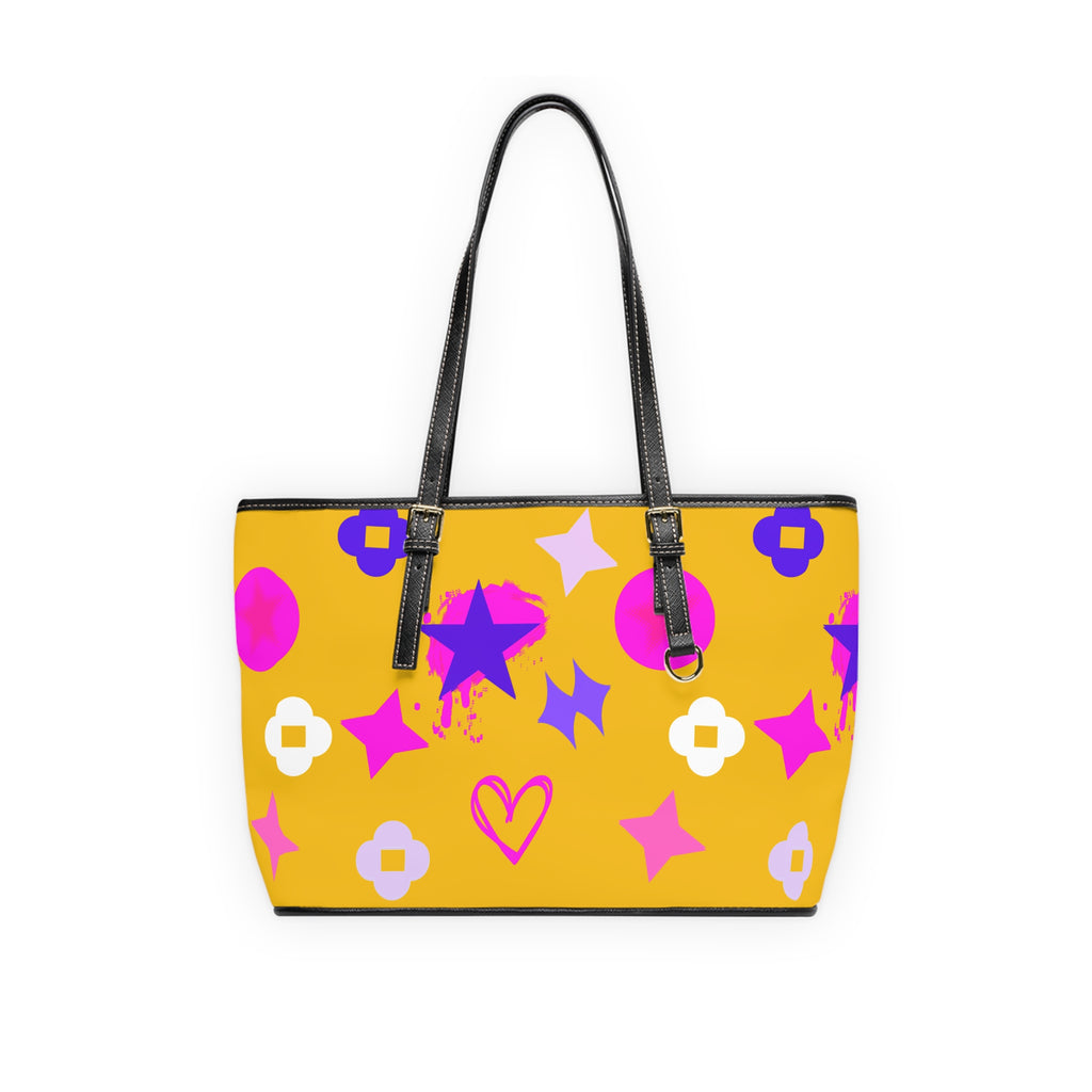 Neon Yellow  Shoulder Bag —  Graffiti Stars Tote
