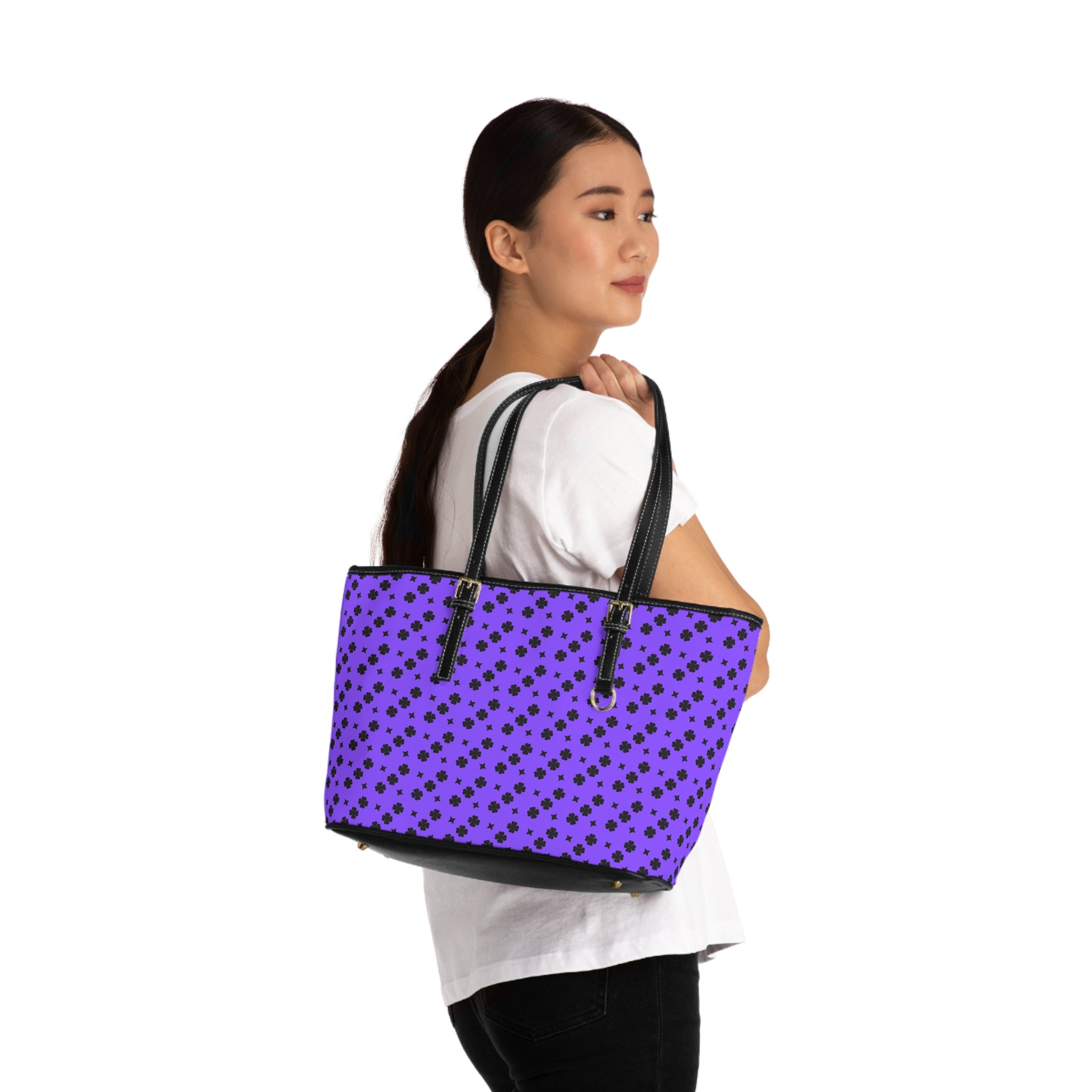 Purple Patterned Leather Shoulder Bag