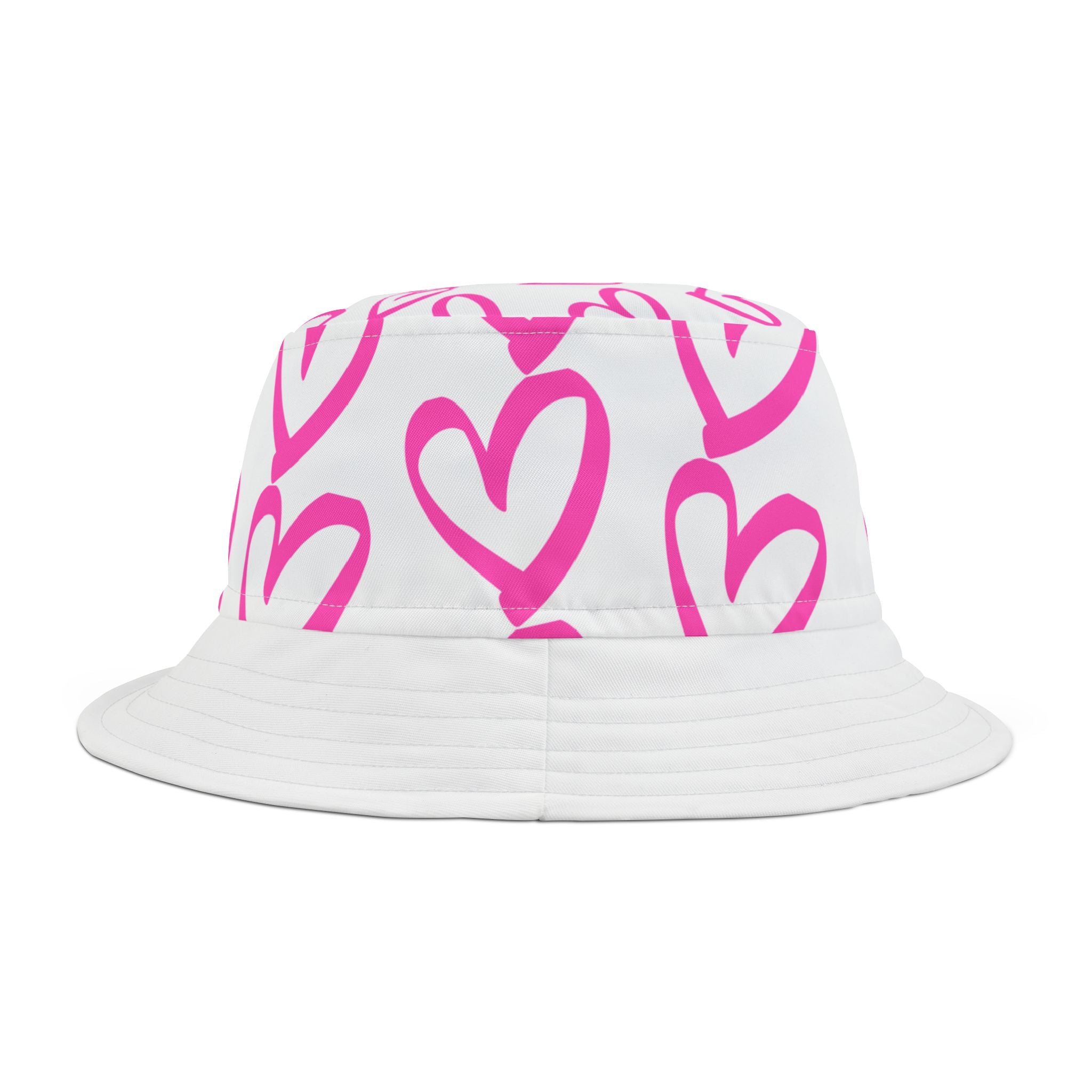Pink Heart Bucket Hat — Summer Hat