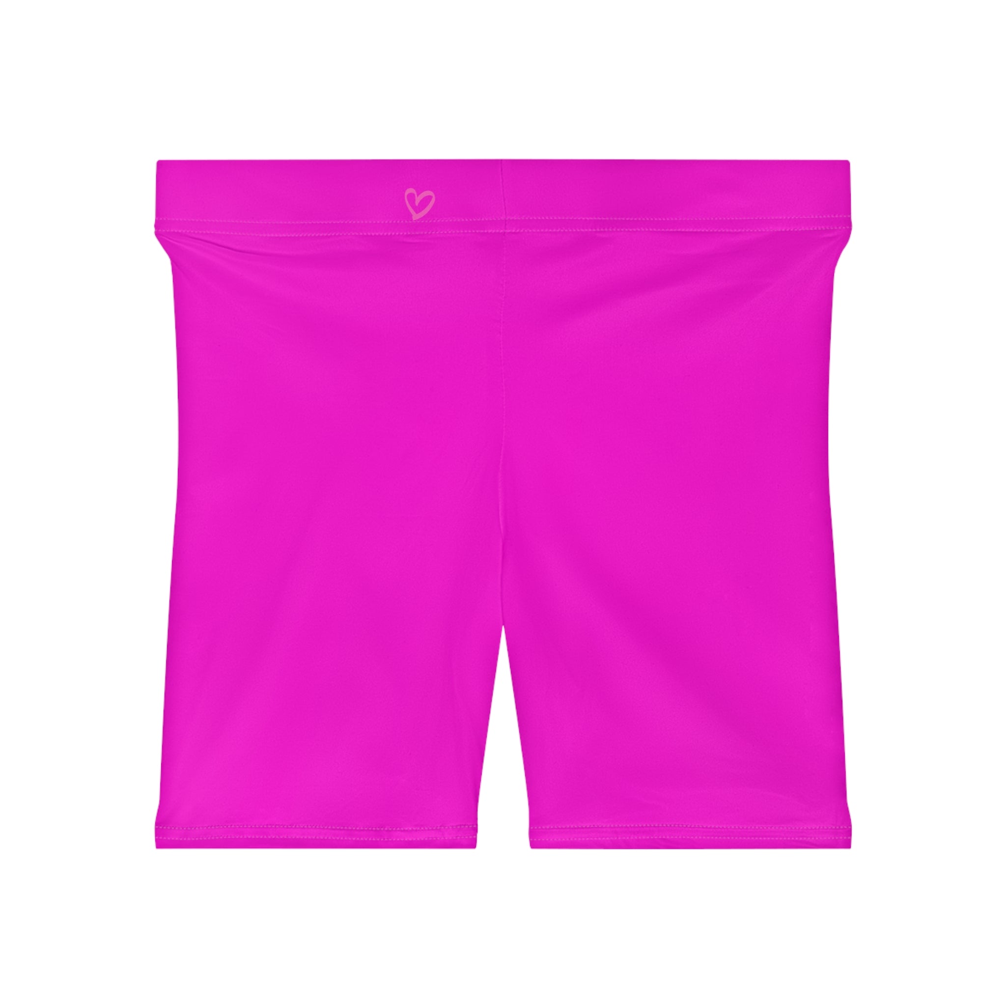 Women's White Shorts with Pink Kiss Logo — Stretchy Athleisure Cycling Shorts Pink