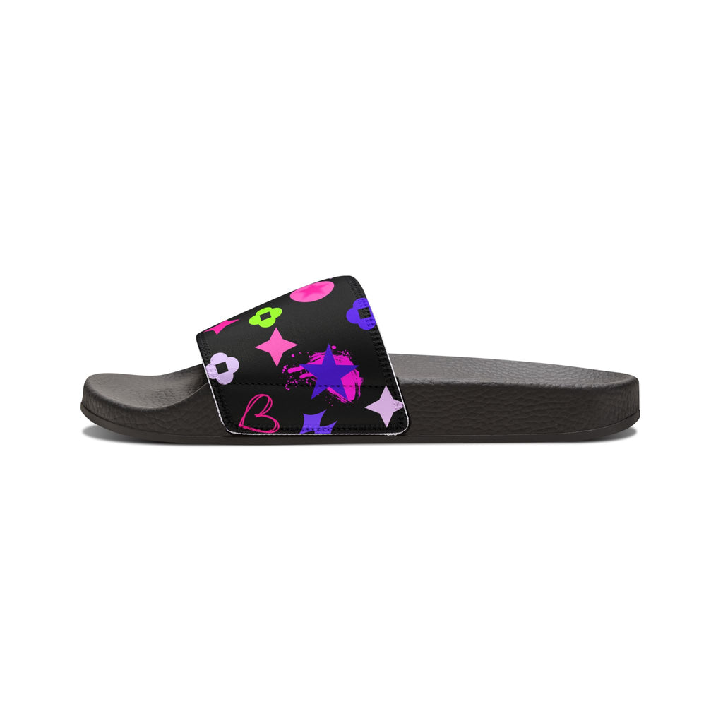 Women Slide Sandals —   Removable- White Striped Strap Slides