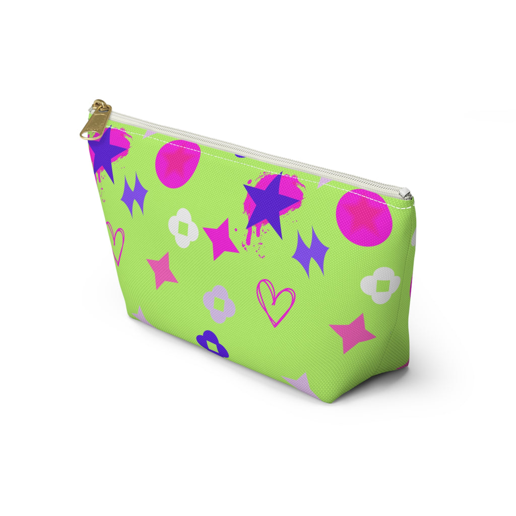 Lime Green Clover Pattern Accessory Makeup & Travel Organizer