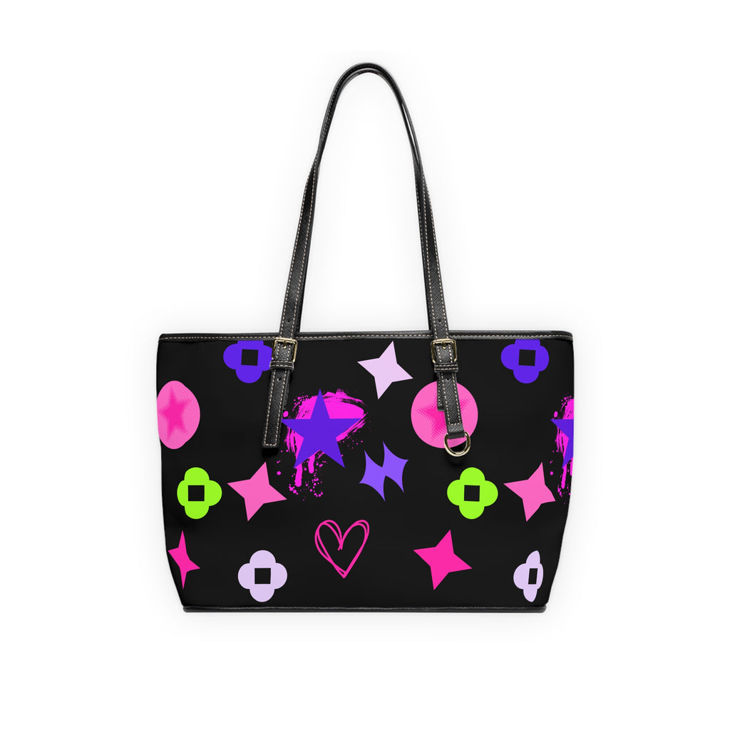 Leather Shoulder Star Bag Colorful Star Black