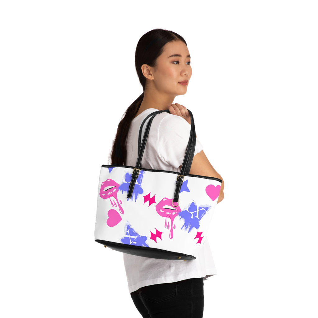 Trendy PU Leather Shoulder Bag with Playful Graphic Design