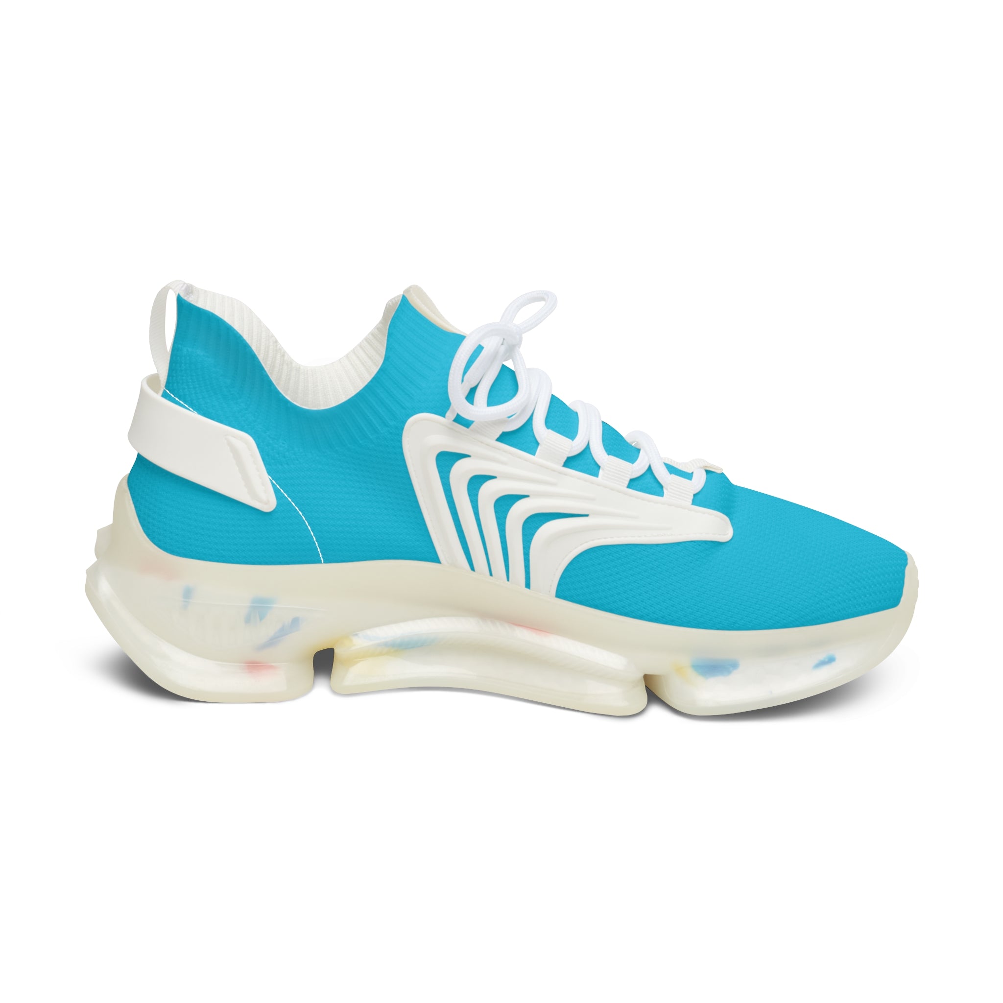 Neon Ocean Blue Women's Mesh Sneakers — Lightweight Breathable Athletic Shoes