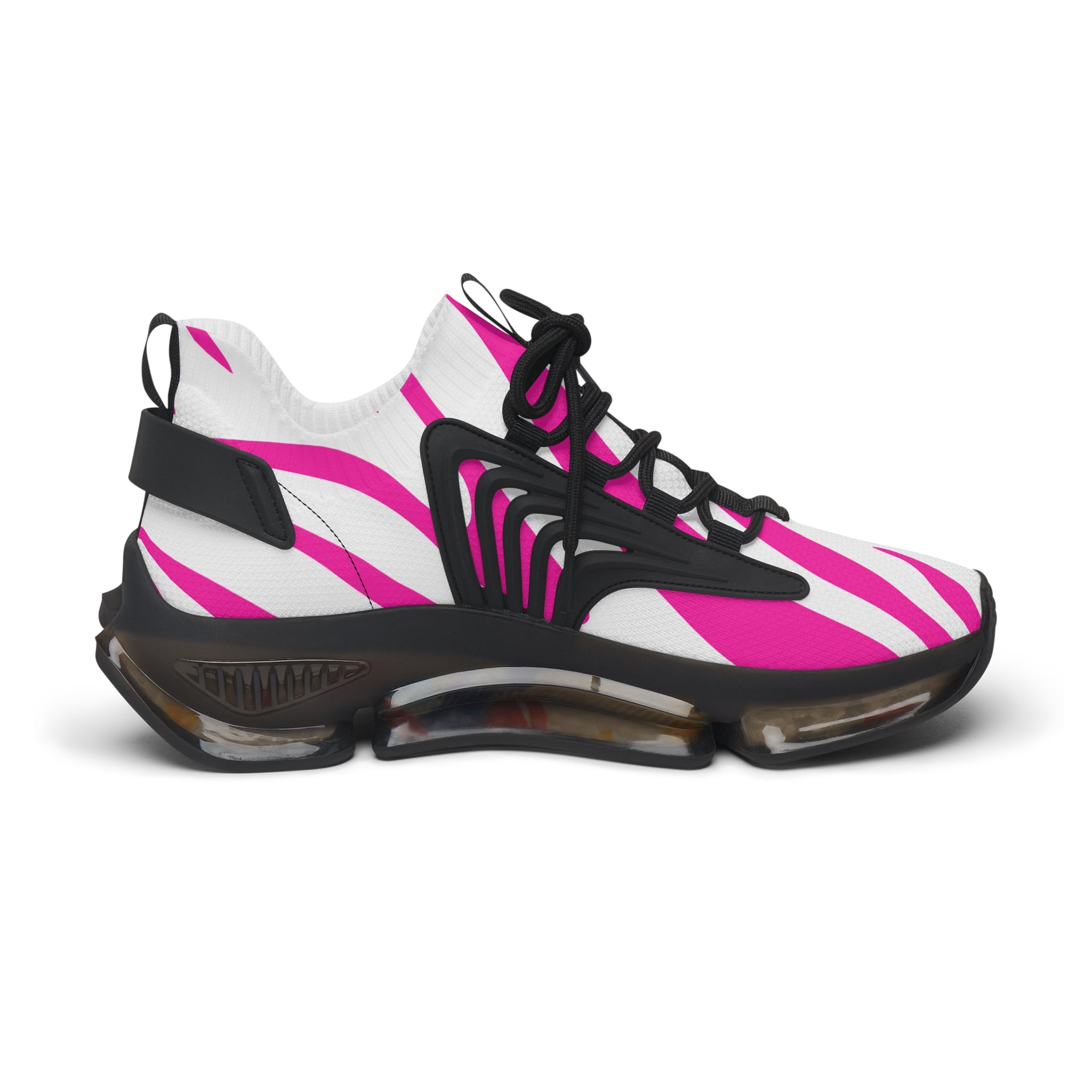 Stylish Women's Mesh Sneakers – Bold Pink Stripes