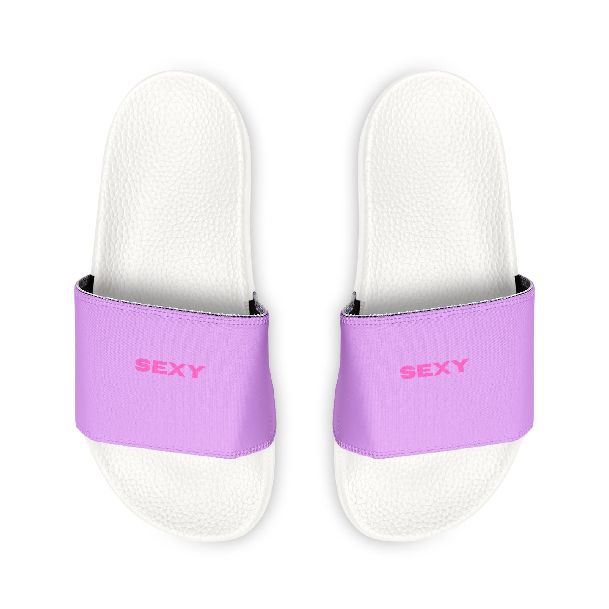 Women Slide Sandals —   Removable- White Striped Strap Slides Lite Purple