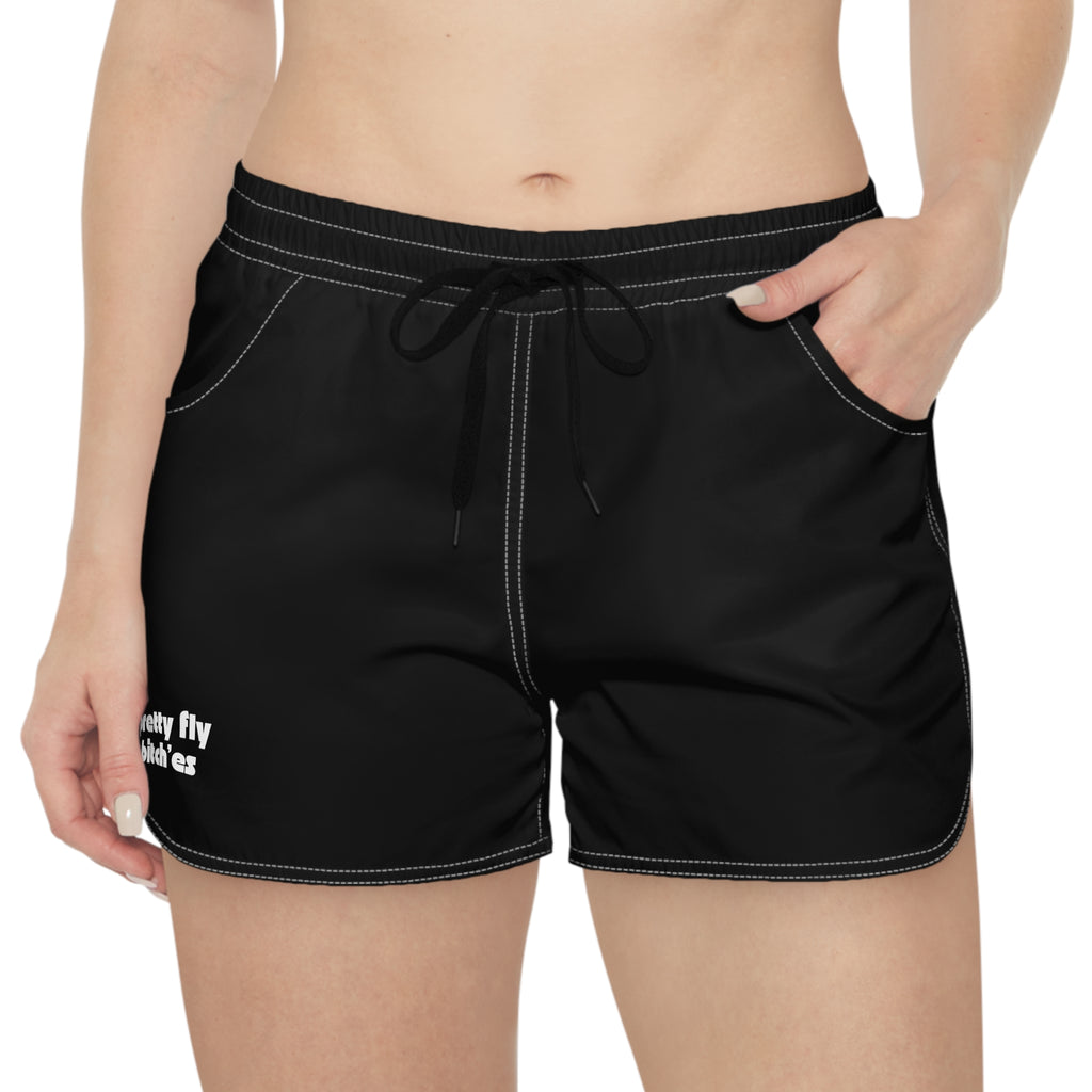 Women's Casual Shorts - 'Pretty Fly' Minimal Graphic Lounge Shorts Black