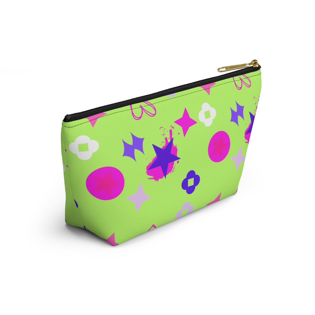 Lime Green Clover Pattern Accessory Makeup & Travel Organizer