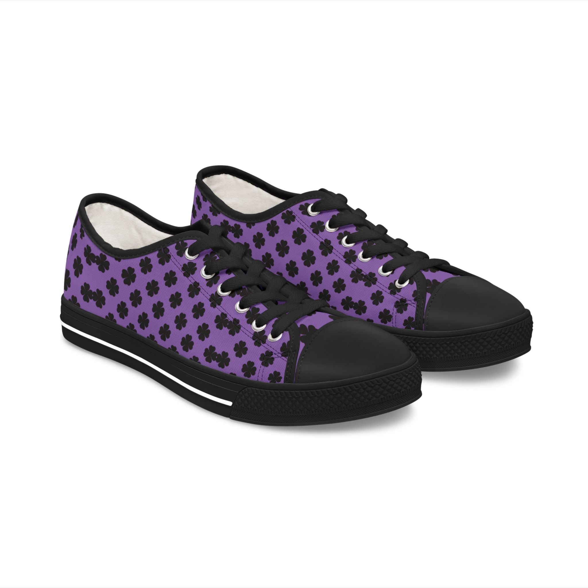 Low Top Sneakers — Purple Cross Pattern Casual Shoes