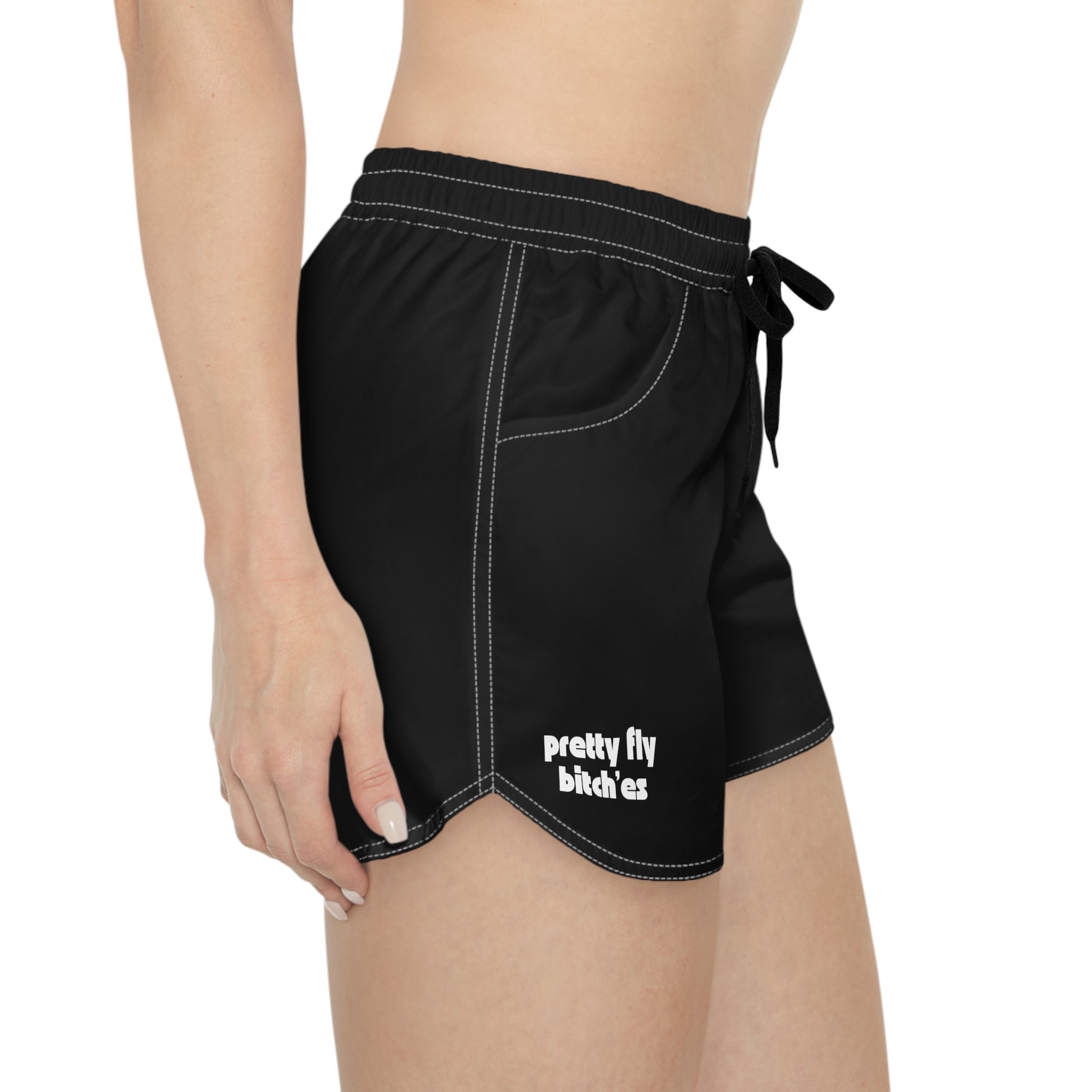 Women's Casual Shorts - 'Pretty Fly' Minimal Graphic Lounge Shorts Black