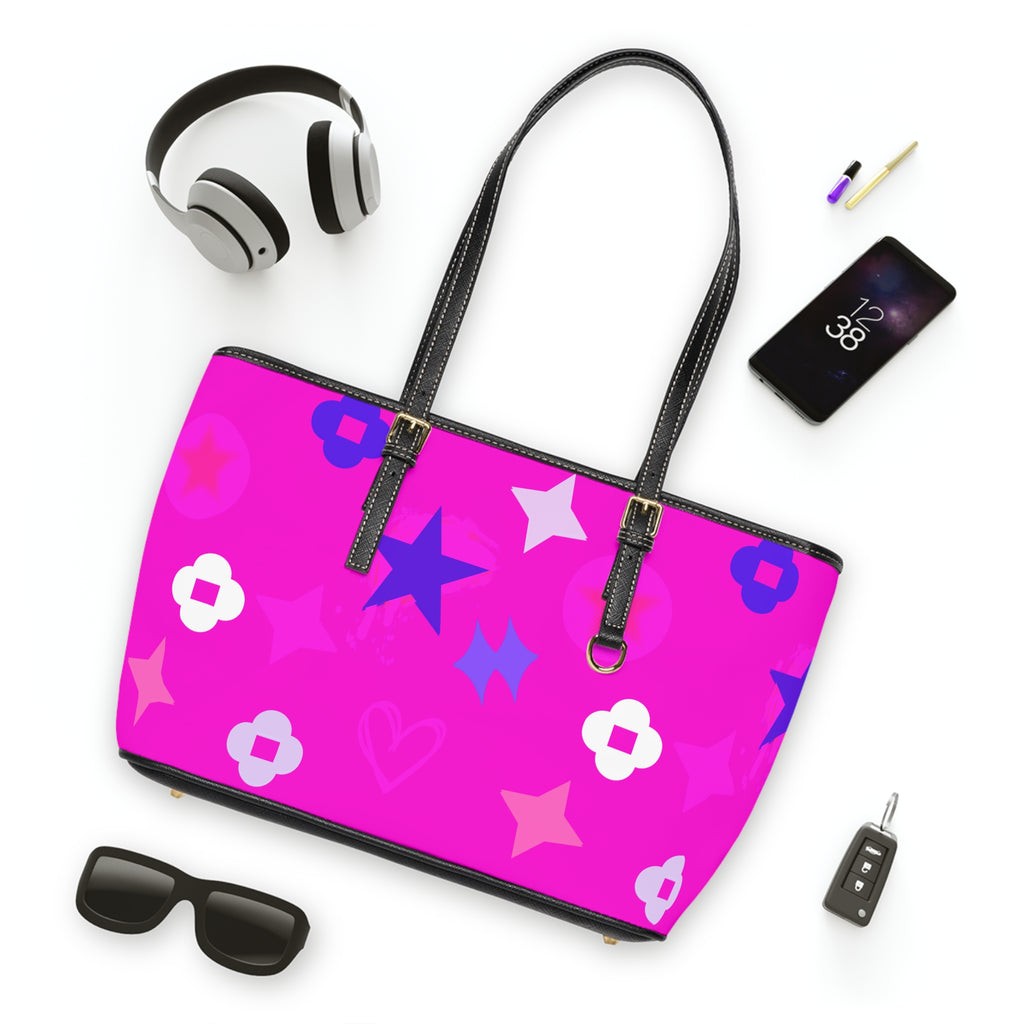 Neon Pink Shoulder Bag — Graffiti Stars Tote
