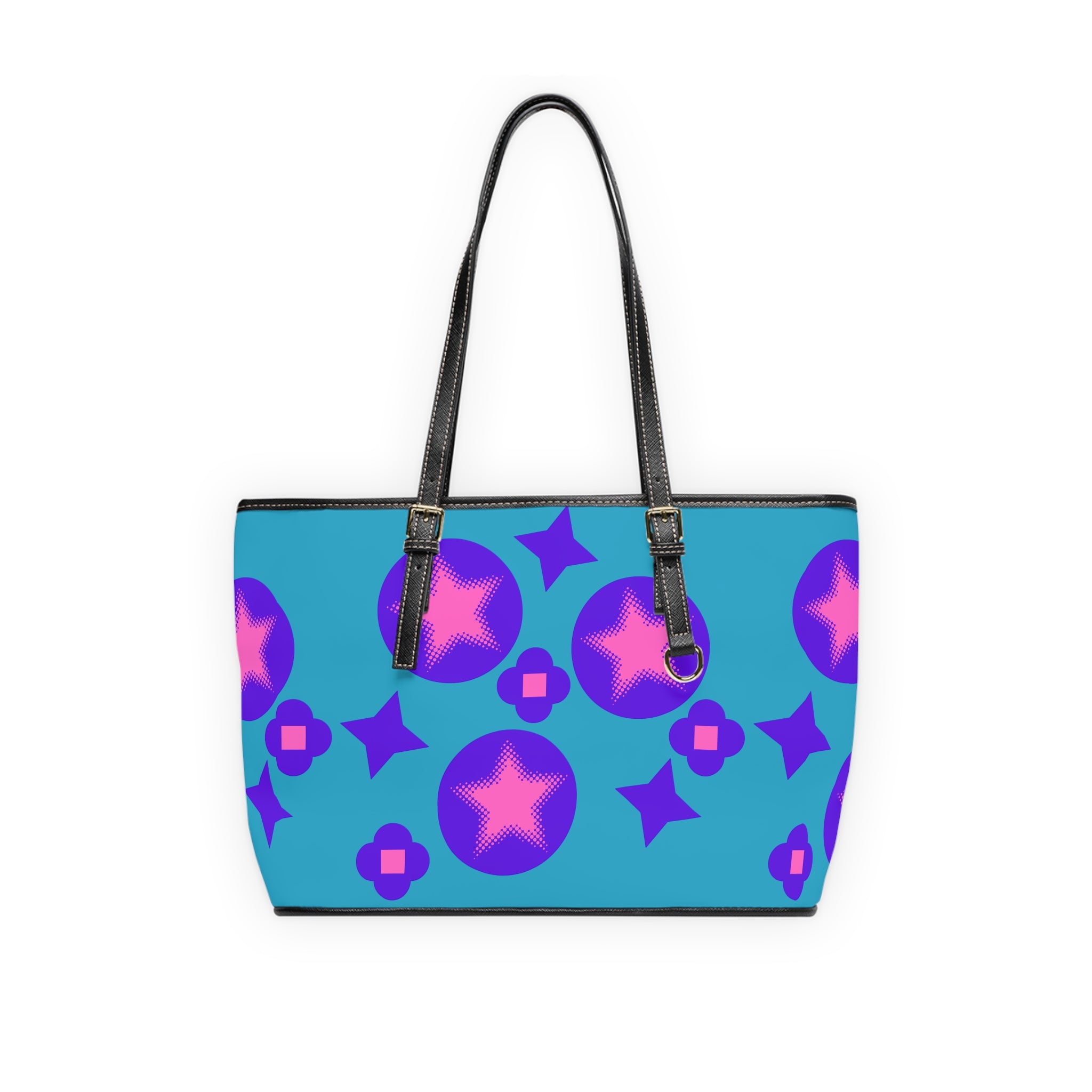 Vibrant Pink Leather Shoulder Bag with Stars
