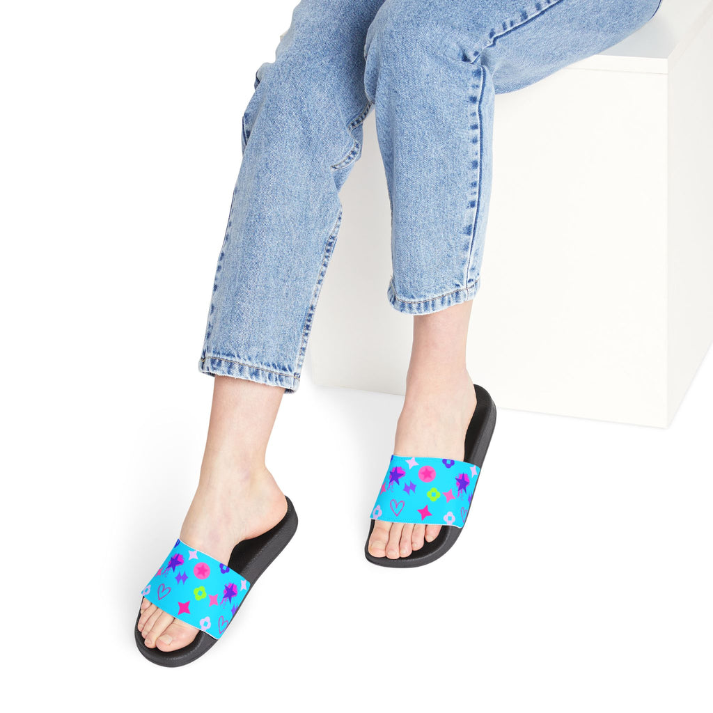 Copy of Women Slide Sandals —   Removable- White Striped Strap Slides