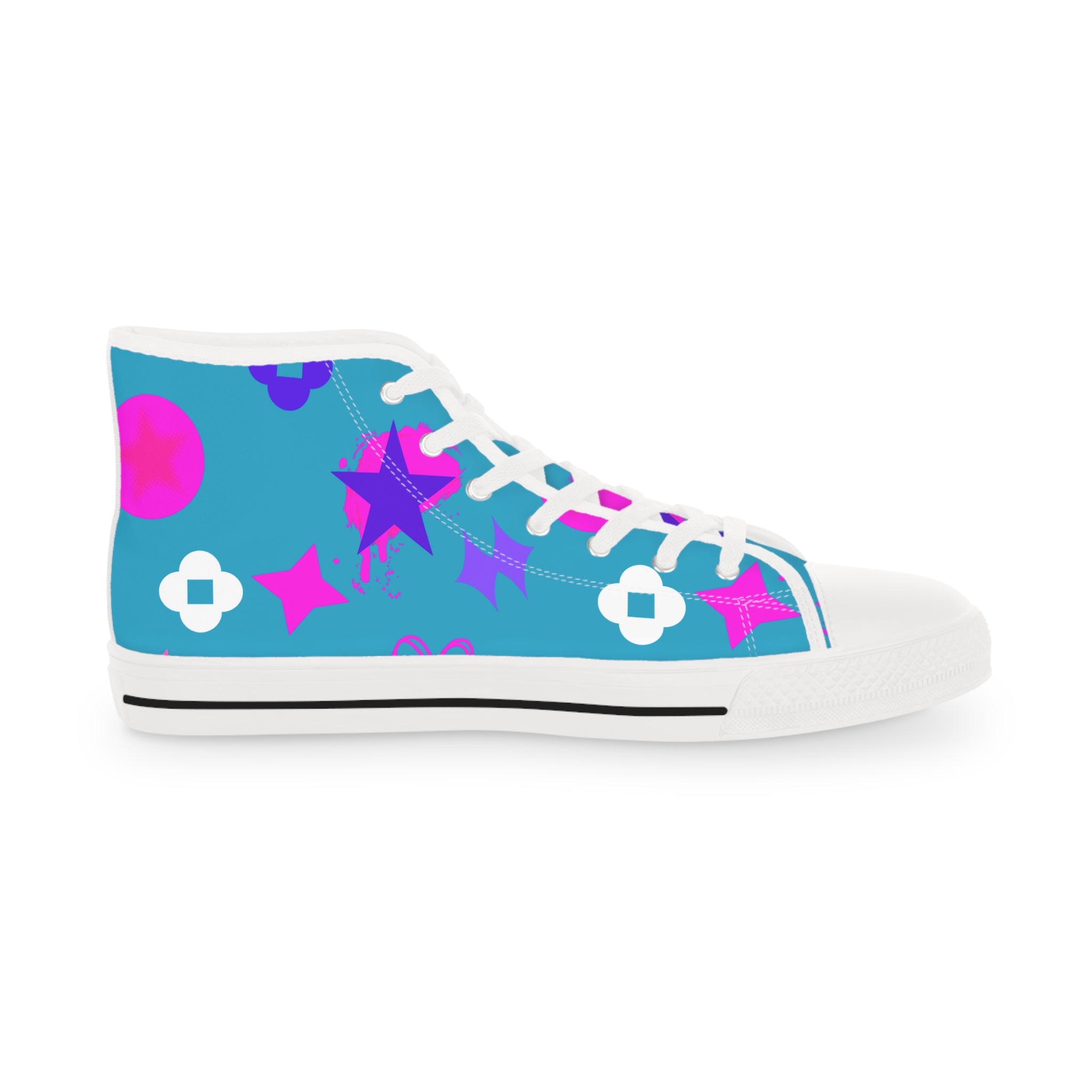 Men's High Top Sneakers Stars On White Bottoms