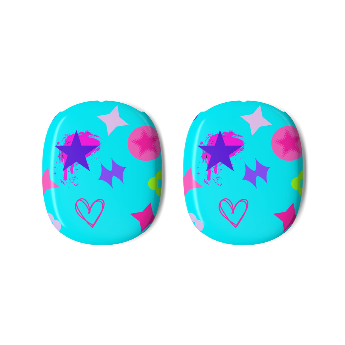 AirPods Max Shell Case — Neon Stars & Hearts Protective Lime Green Cover
