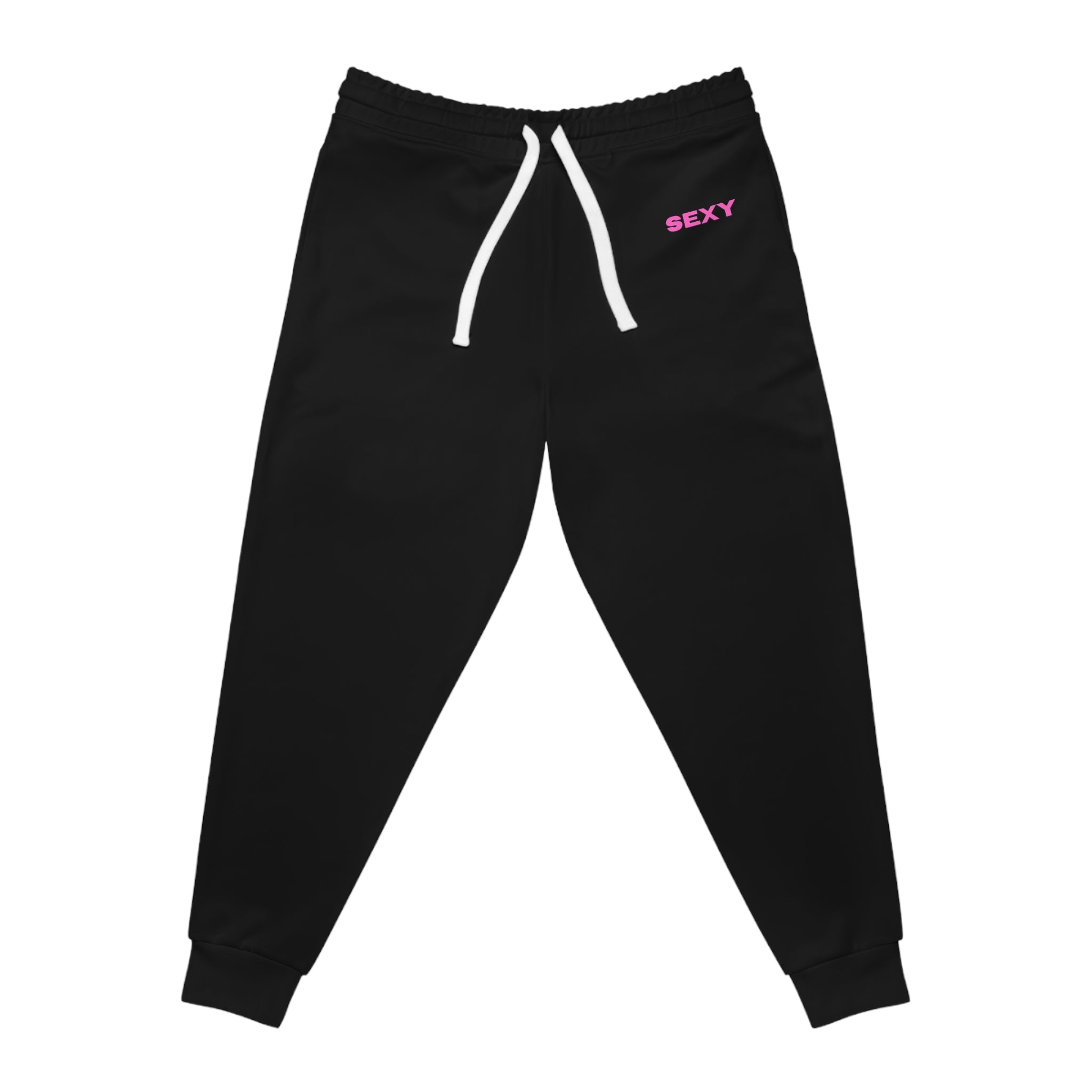 Black Athletic Joggers with Pink Heart Accent — Women's Cozy Casual Sweatpants