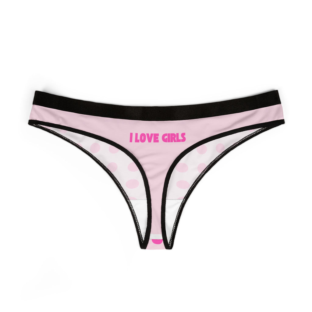 Lilac 'GIRLS' Women's Thong – Comfortable Pink  All-Over Dots
