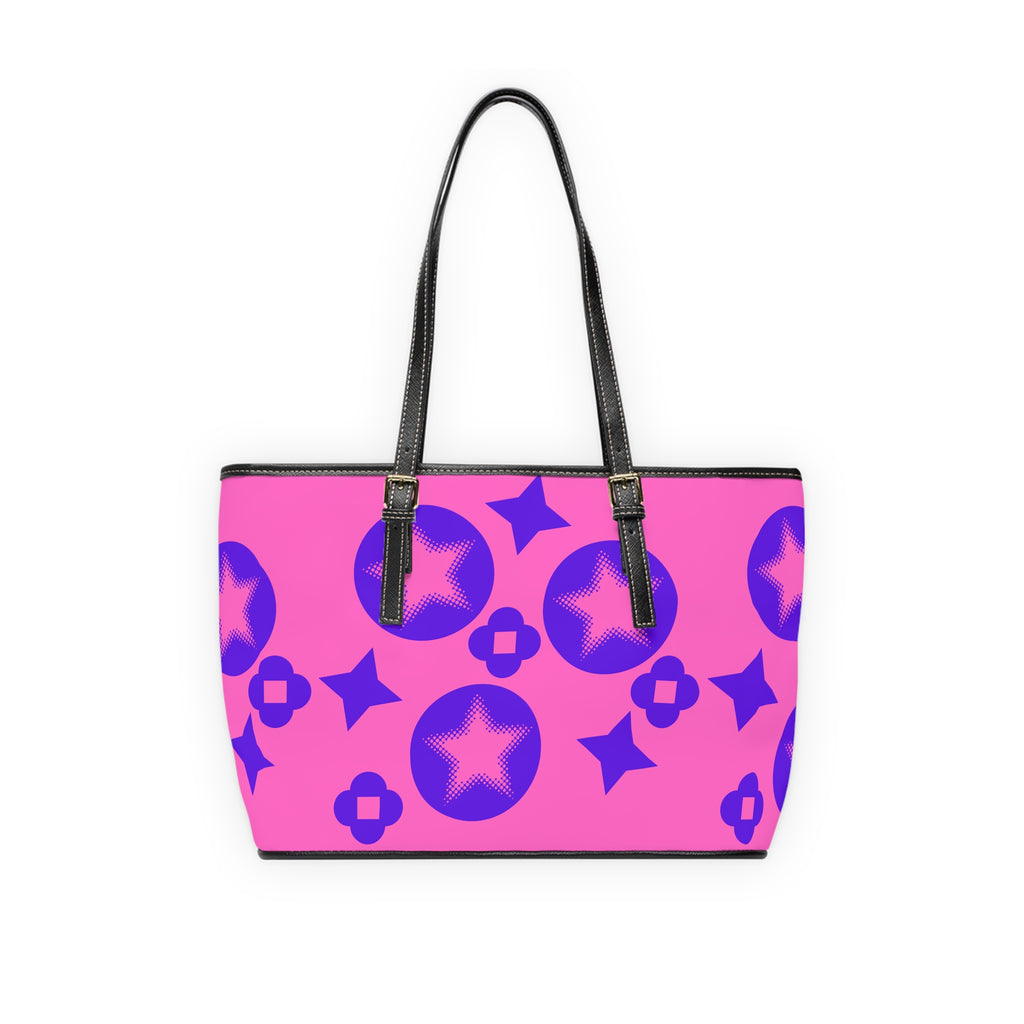 Vibrant Pink Leather Shoulder Bag with Stars