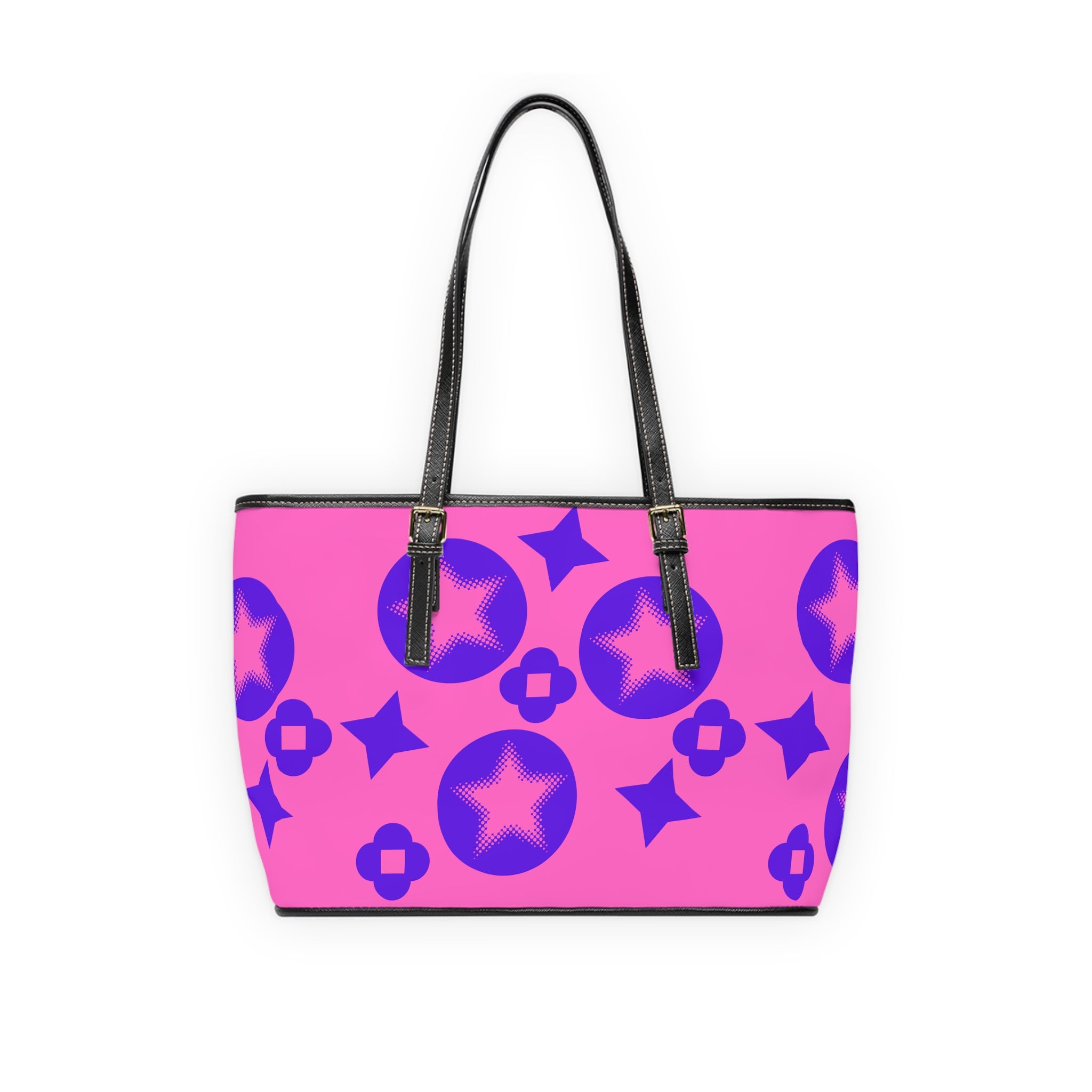 Vibrant Pink Leather Shoulder Bag with Stars