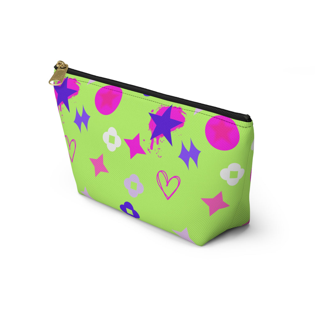 Lime Green Clover Pattern Accessory Makeup & Travel Organizer