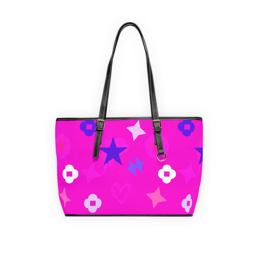 Neon Pink Shoulder Bag — Graffiti Stars Tote