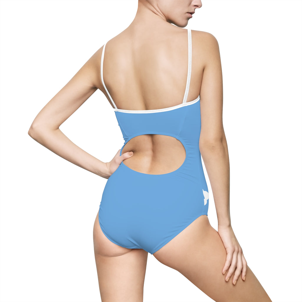 Lite Blue Lavender Hearts & Stars One-Piece Swimsuit — Cute Purple All-Over Print