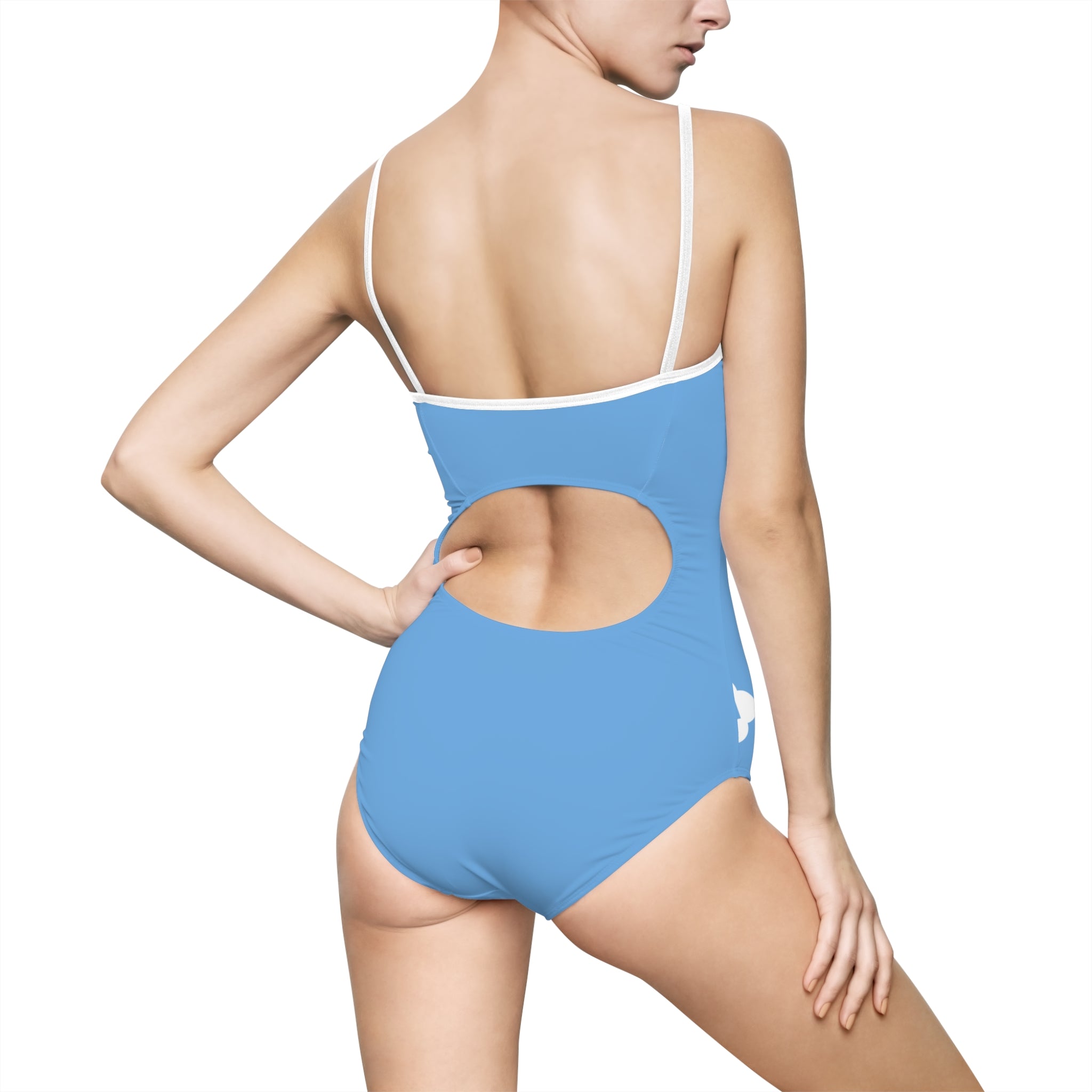 Lite Blue Lavender Hearts & Stars One-Piece Swimsuit — Cute Purple All-Over Print