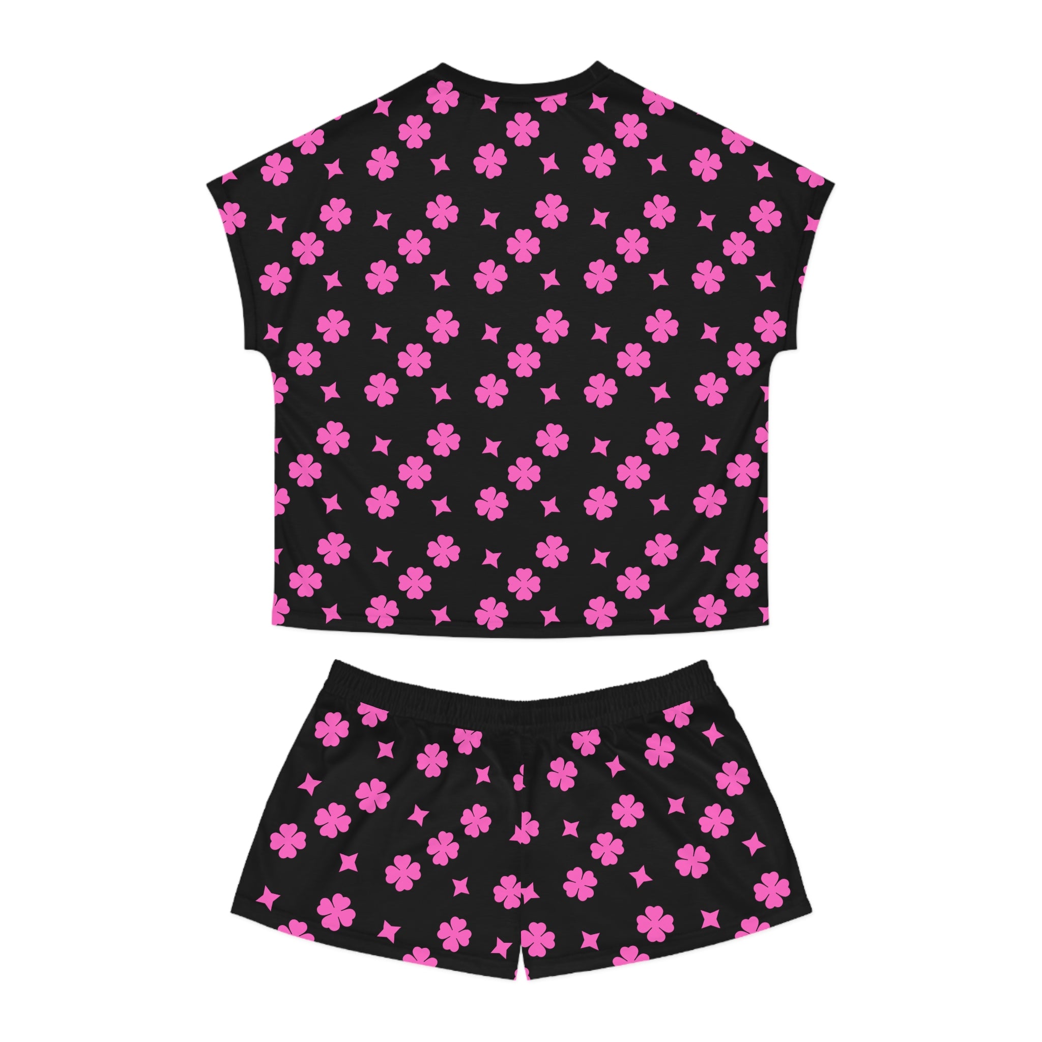 Pink Clover Women's Pajama Set — Short Sleeve Top & Shorts Sleepwear