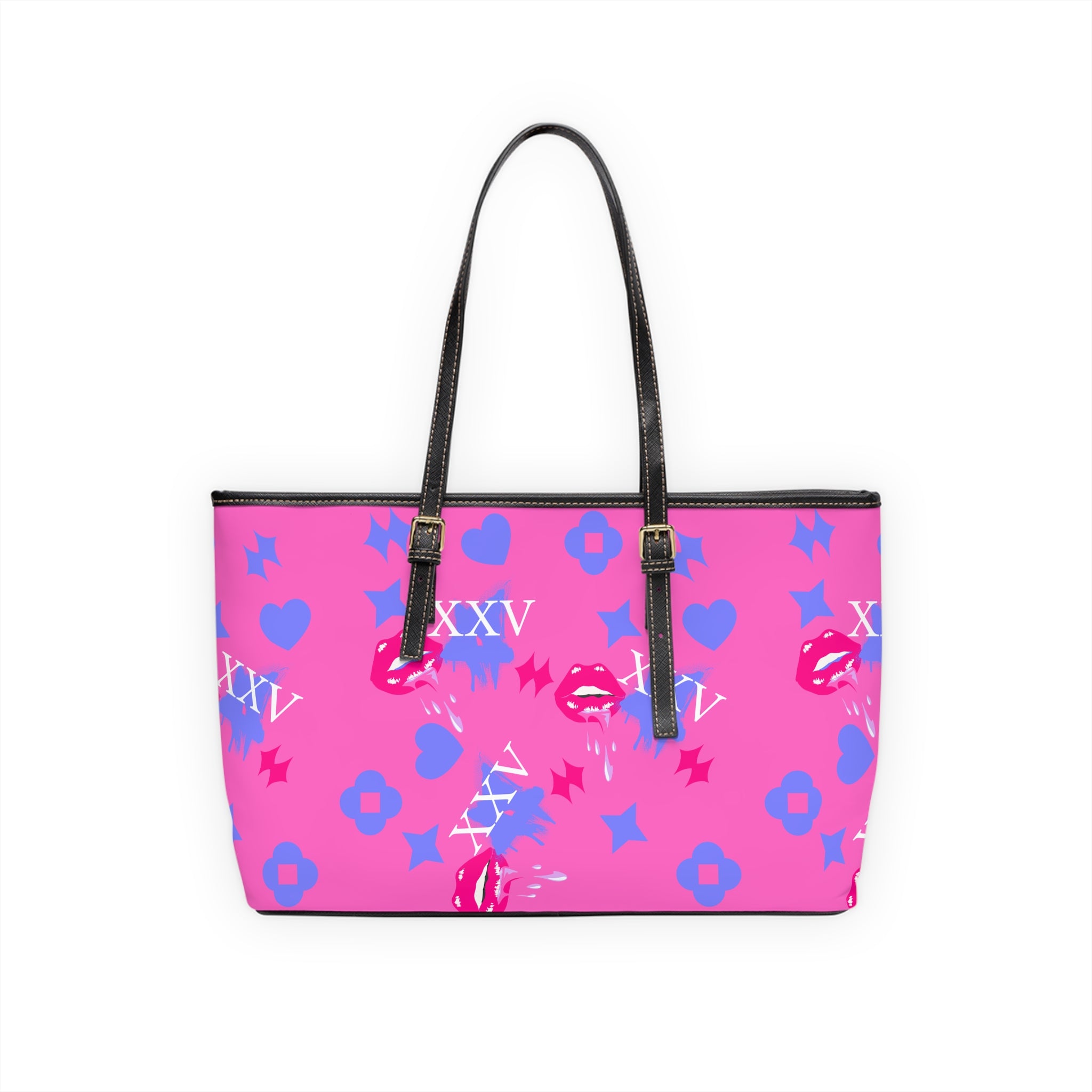 Trendy PU Leather Shoulder Bag with Heart and Star Pattern