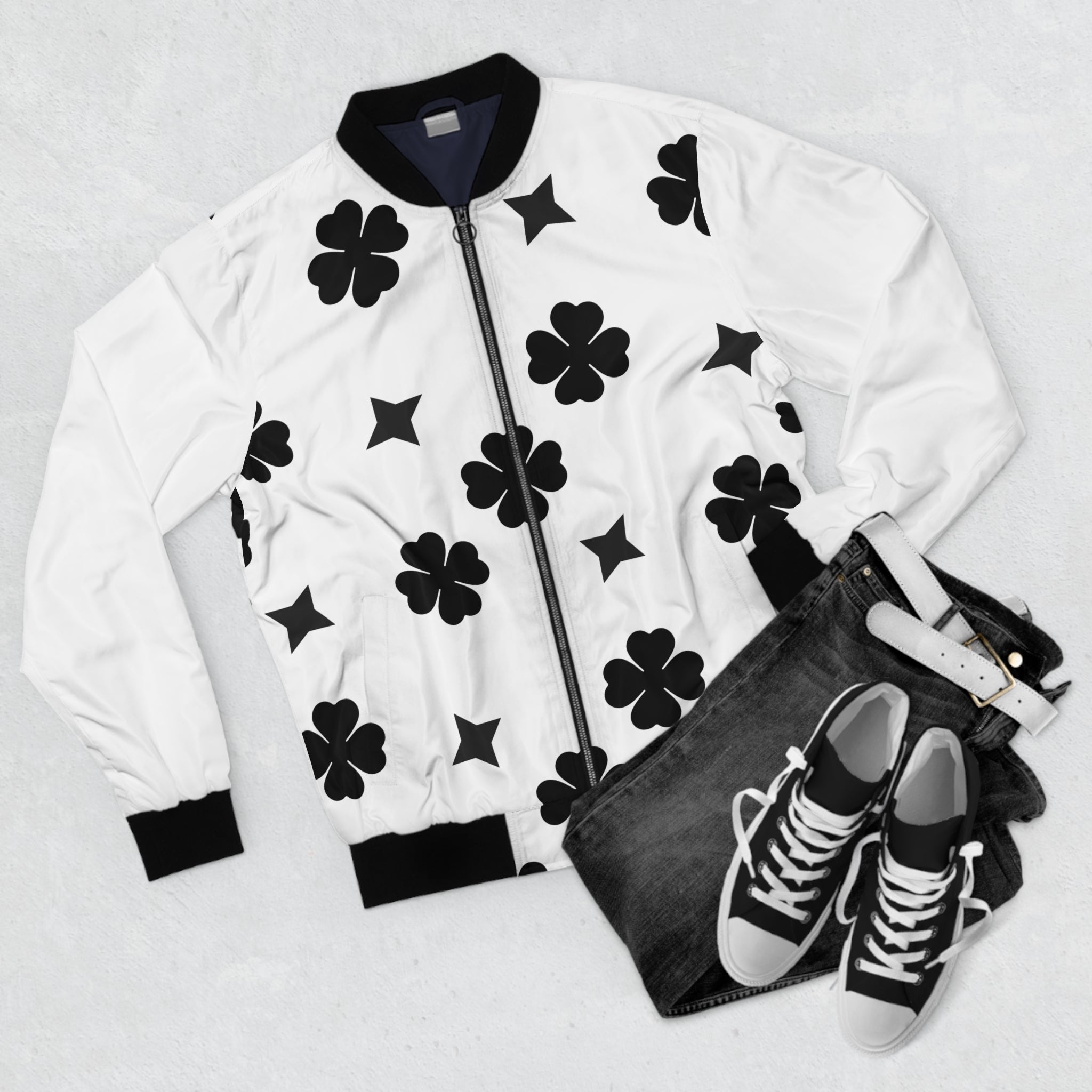 Men Black Lucky On Top Jacket White