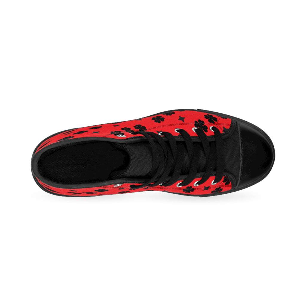 Men Classic Sneakers Star Black on Red