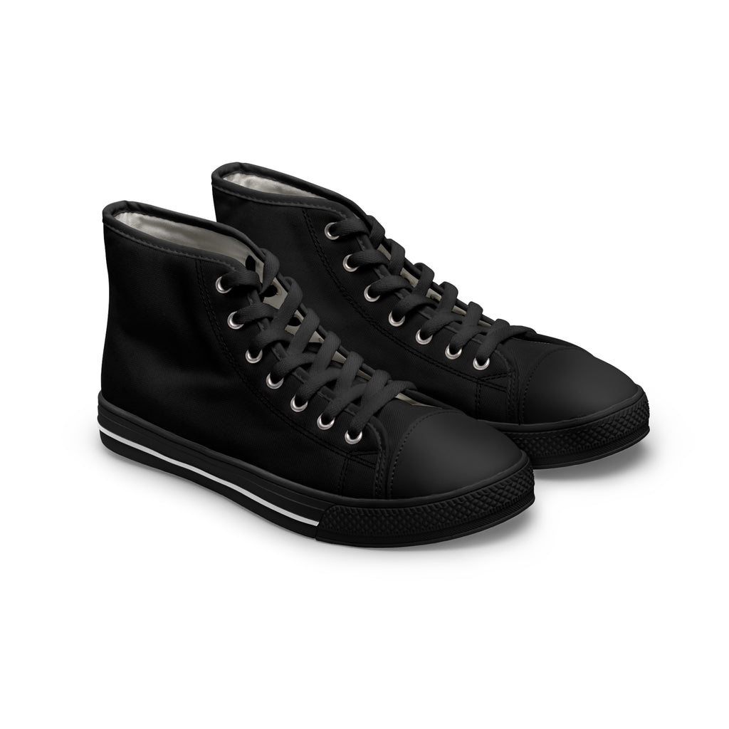 Classic Black High-Top Sneakers — Women's Casual Canvas Shoes