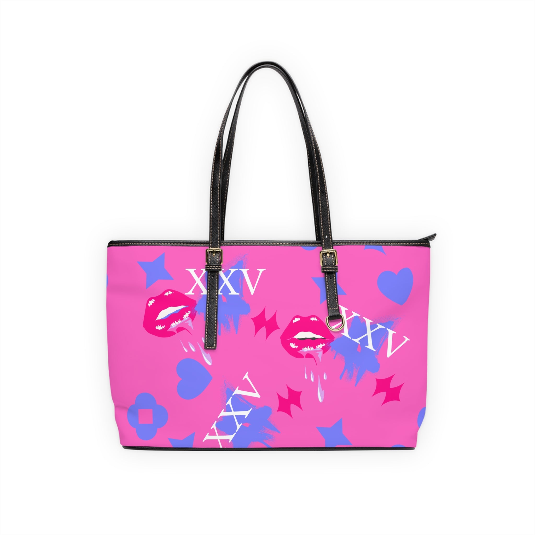 Trendy PU Leather Shoulder Bag with Heart and Star Pattern