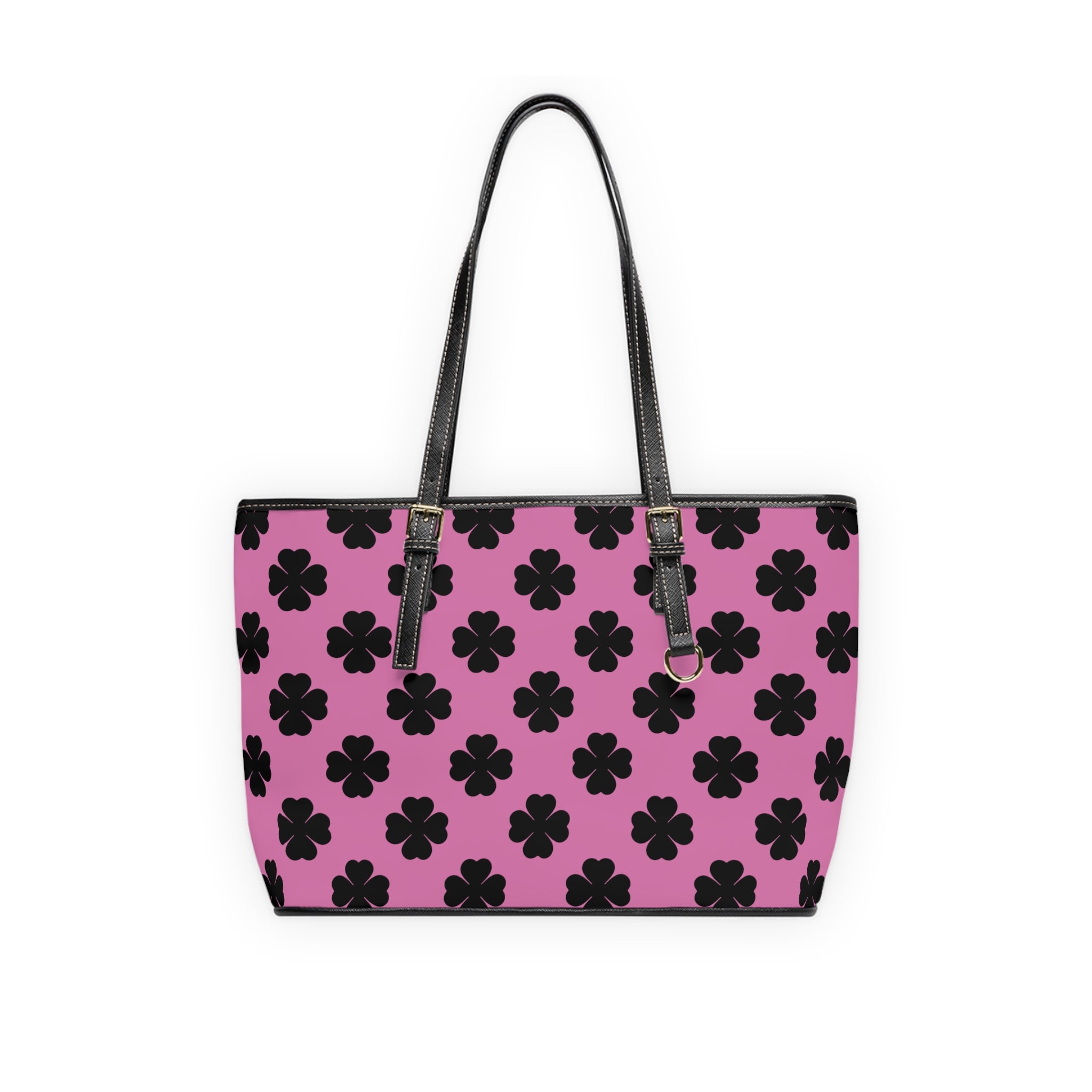 Pink Leather Shoulder Bag White Black Lucky