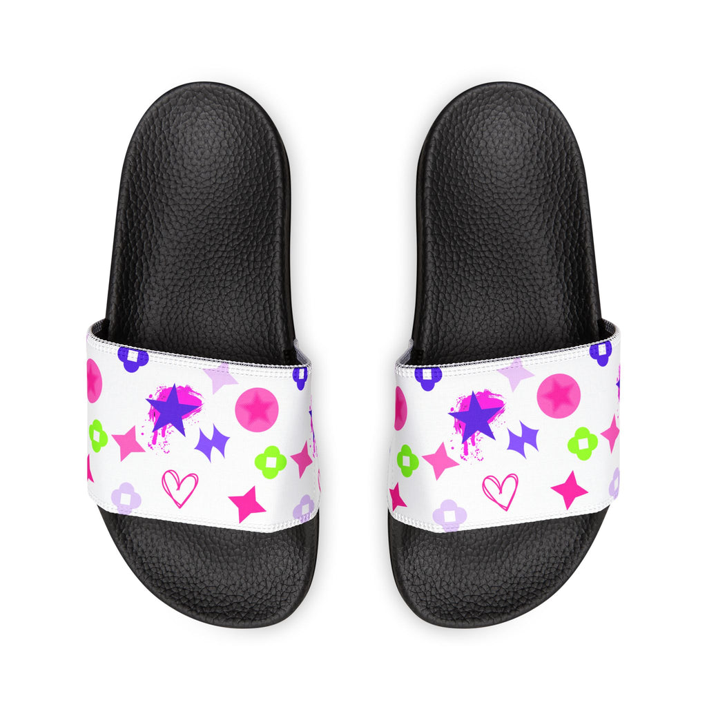 Women Slide Sandals —   Removable- White Striped Strap Slides