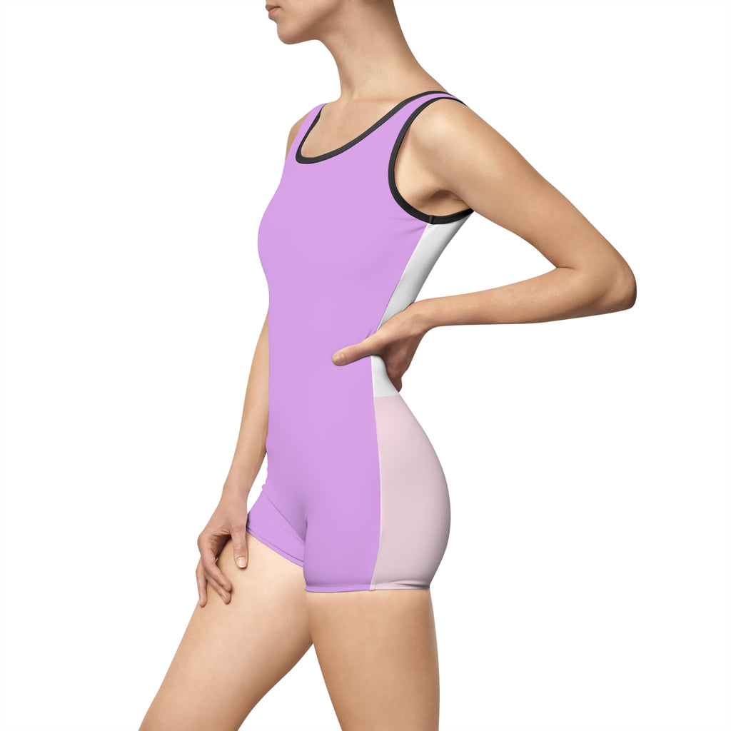 Vintage One-Piece Swimsuit — Retro Purple Pink