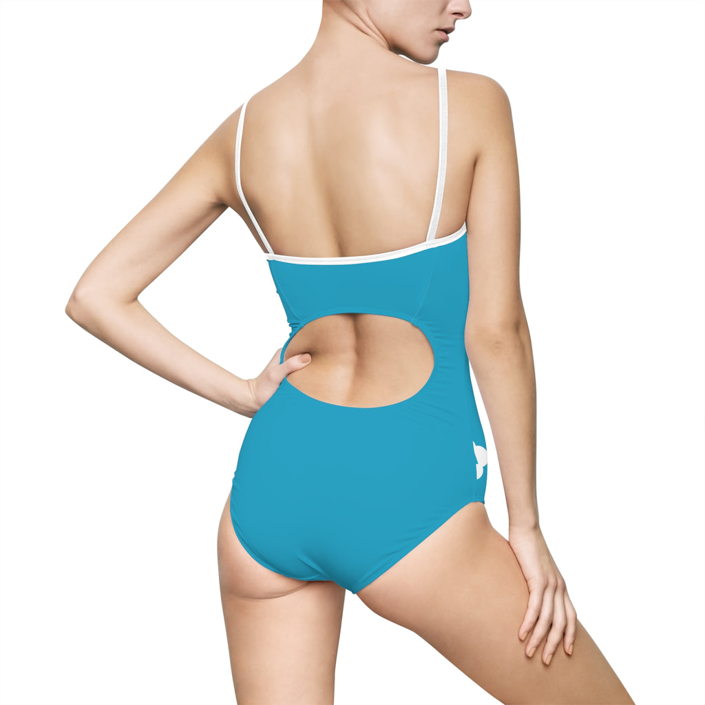 Lavender in Blue Hearts & Stars One-Piece Swimsuit — Cute Purple All-Over Print