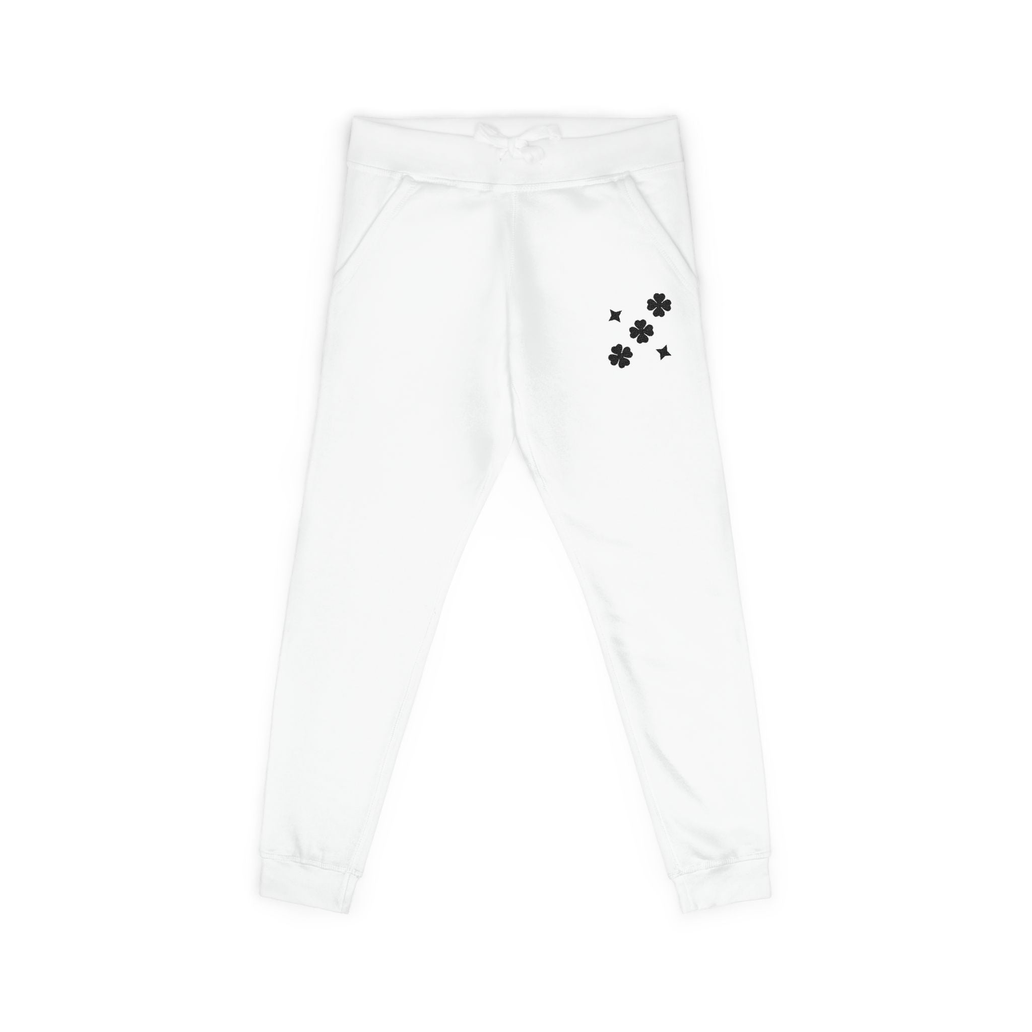 Men Black Stars Fleece Sweatpants -White