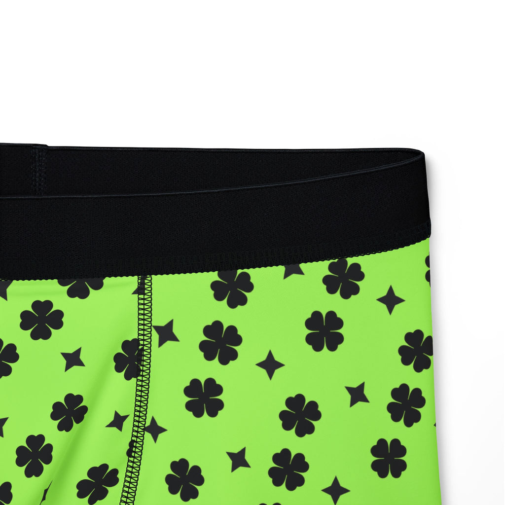 Men's Clover Print Boxer Briefs — Neon Green Underwear