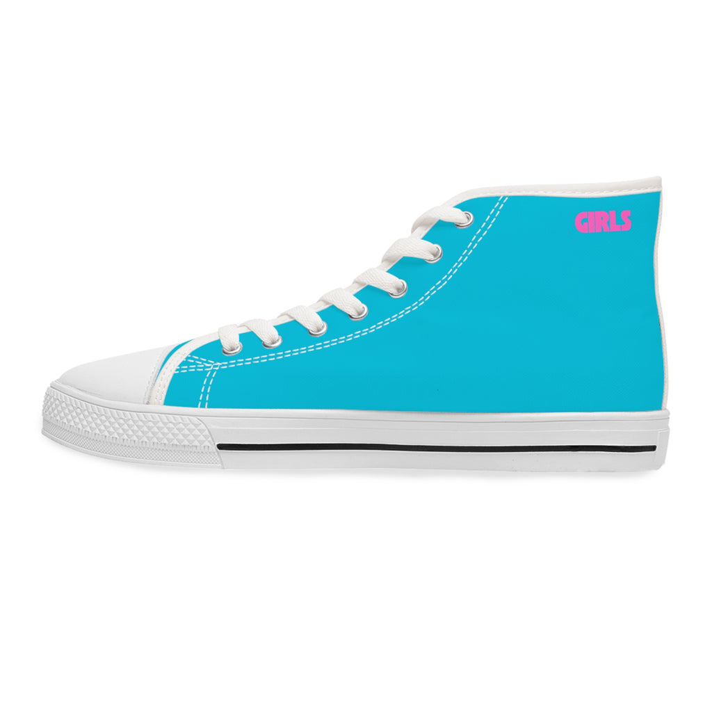 Classic Ocean Blue High-Top Sneakers — Women's Casual Canvas Shoes