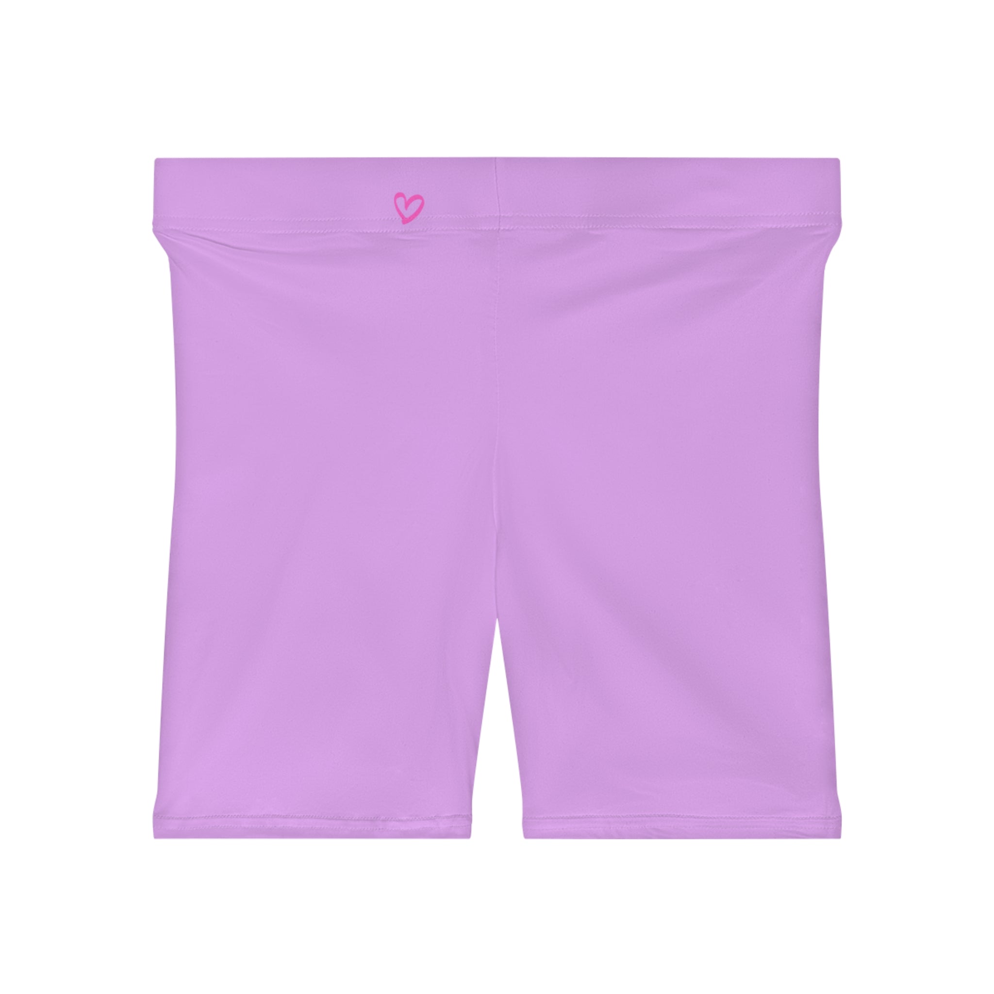 Women's White Shorts with Pink Kiss Logo — Stretchy Athleisure Cycling Shorts Lite Purple