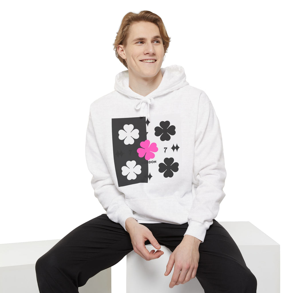 Clover Graphic Hoodie — Pink Accent Floral Streetwear