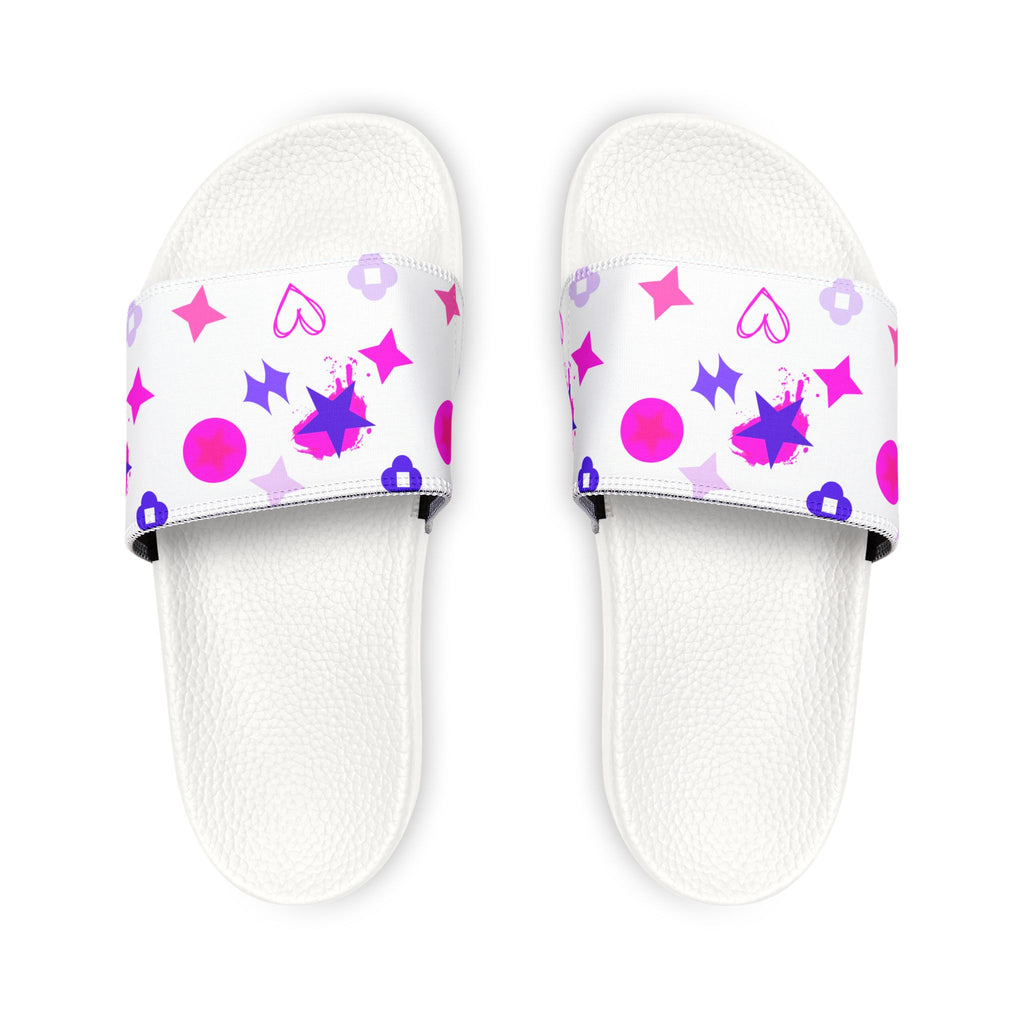 Women Slide Sandals —   Removable- White Striped Strap Slides