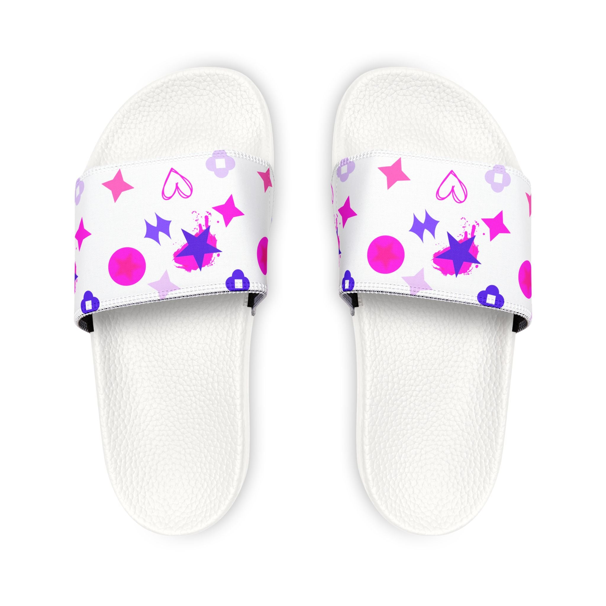 Women Slide Sandals —   Removable- White Striped Strap Slides