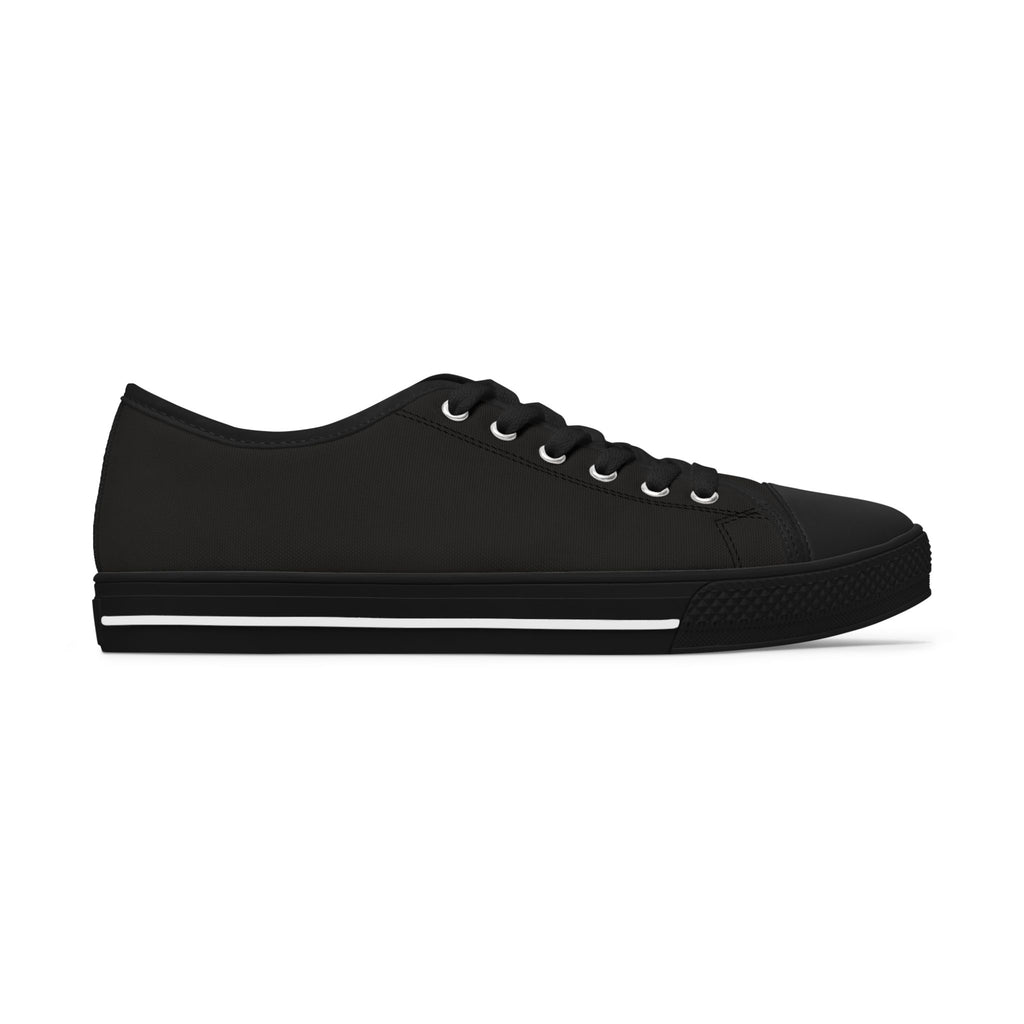 Black & White Geometric Low Top Sneakers — Women's Casual Canvas Shoes Black