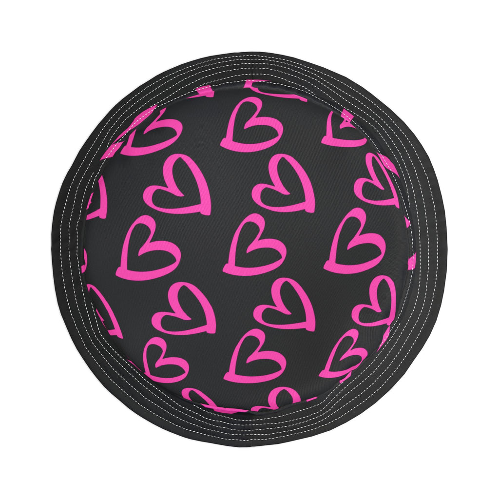 Pink Heart Bucket Hat — Summer Hat